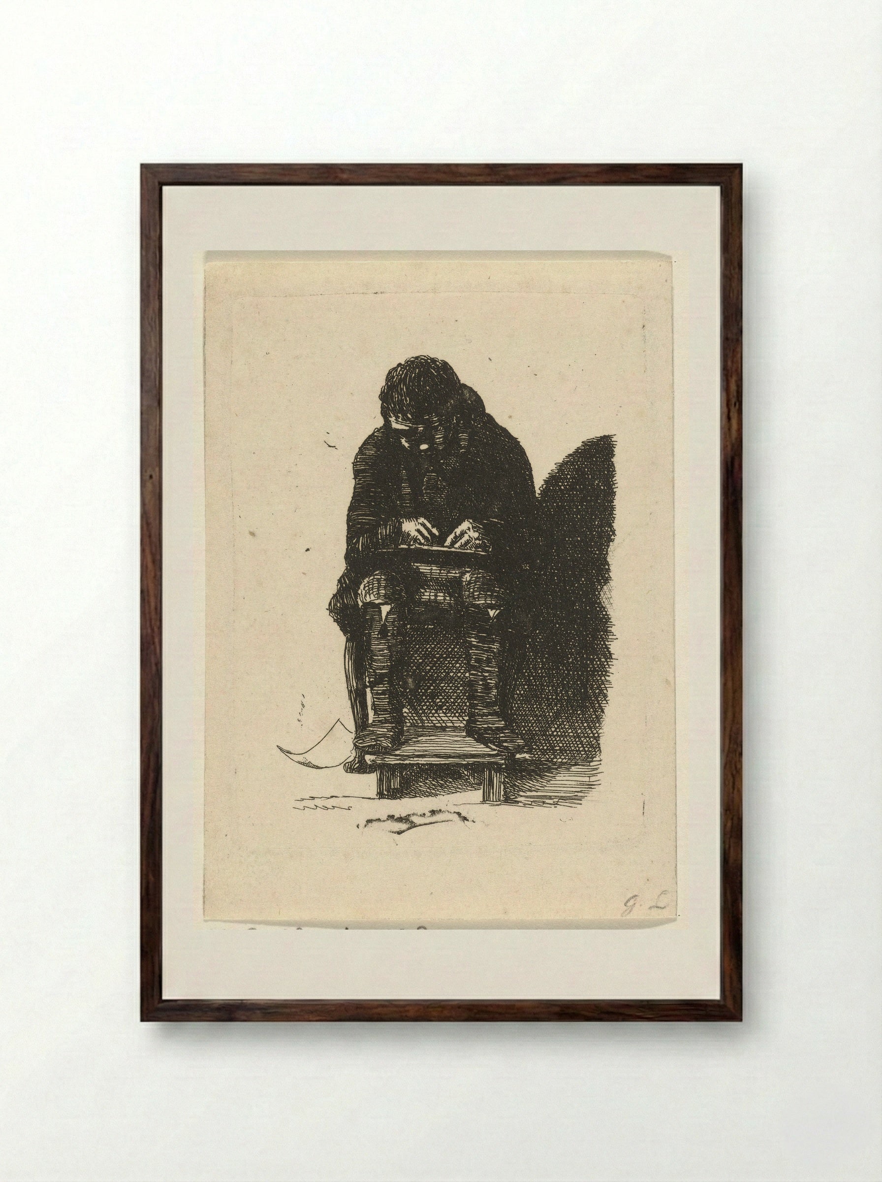 Tekenaar (The Draughtsman) - Gerrit Lamberts - Framed Print Dark Wood