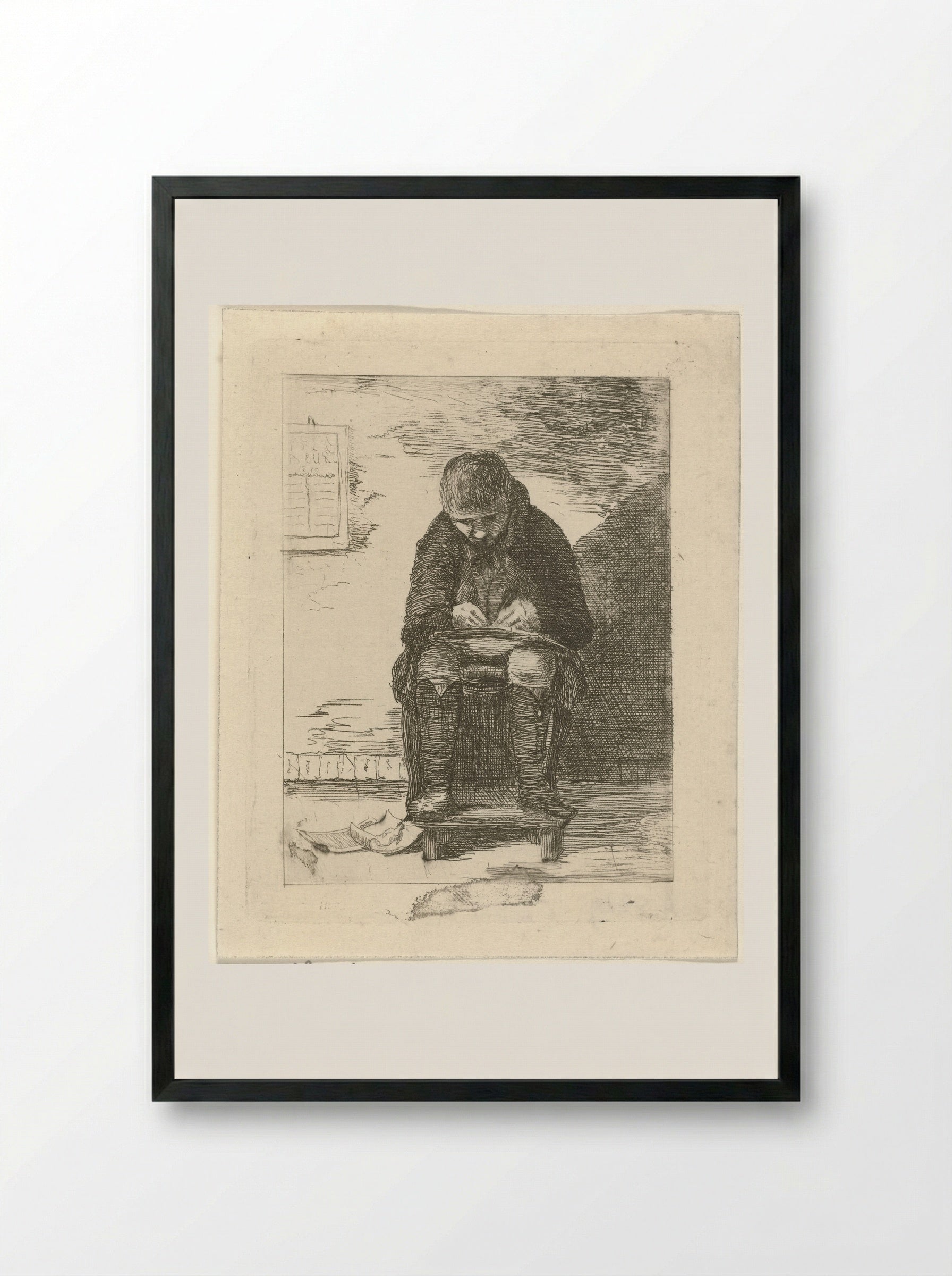 Tekenaar in een interieur - Gerrit Lamberts - Framed Print Black
