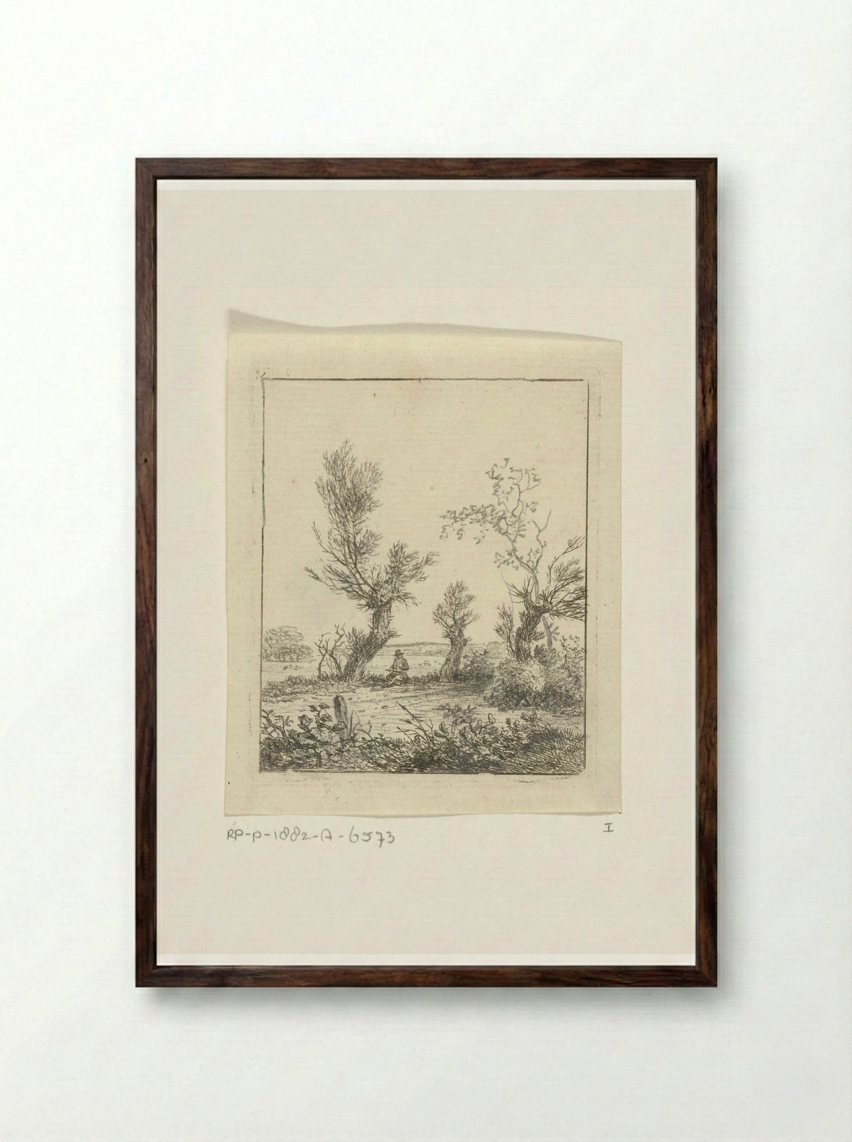 Tekenaar tussen wilgen - Hermanus Fock - Framed Print Dark Wood