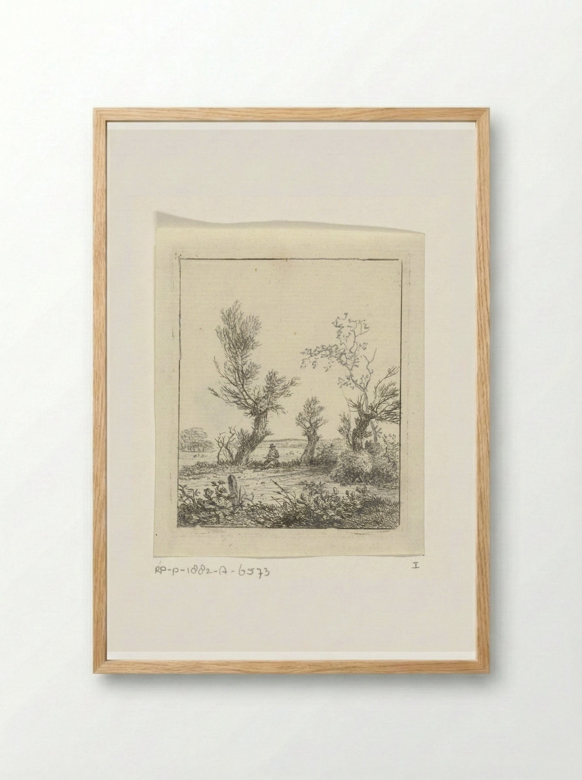 Tekenaar tussen wilgen - Hermanus Fock - Framed Print Wood