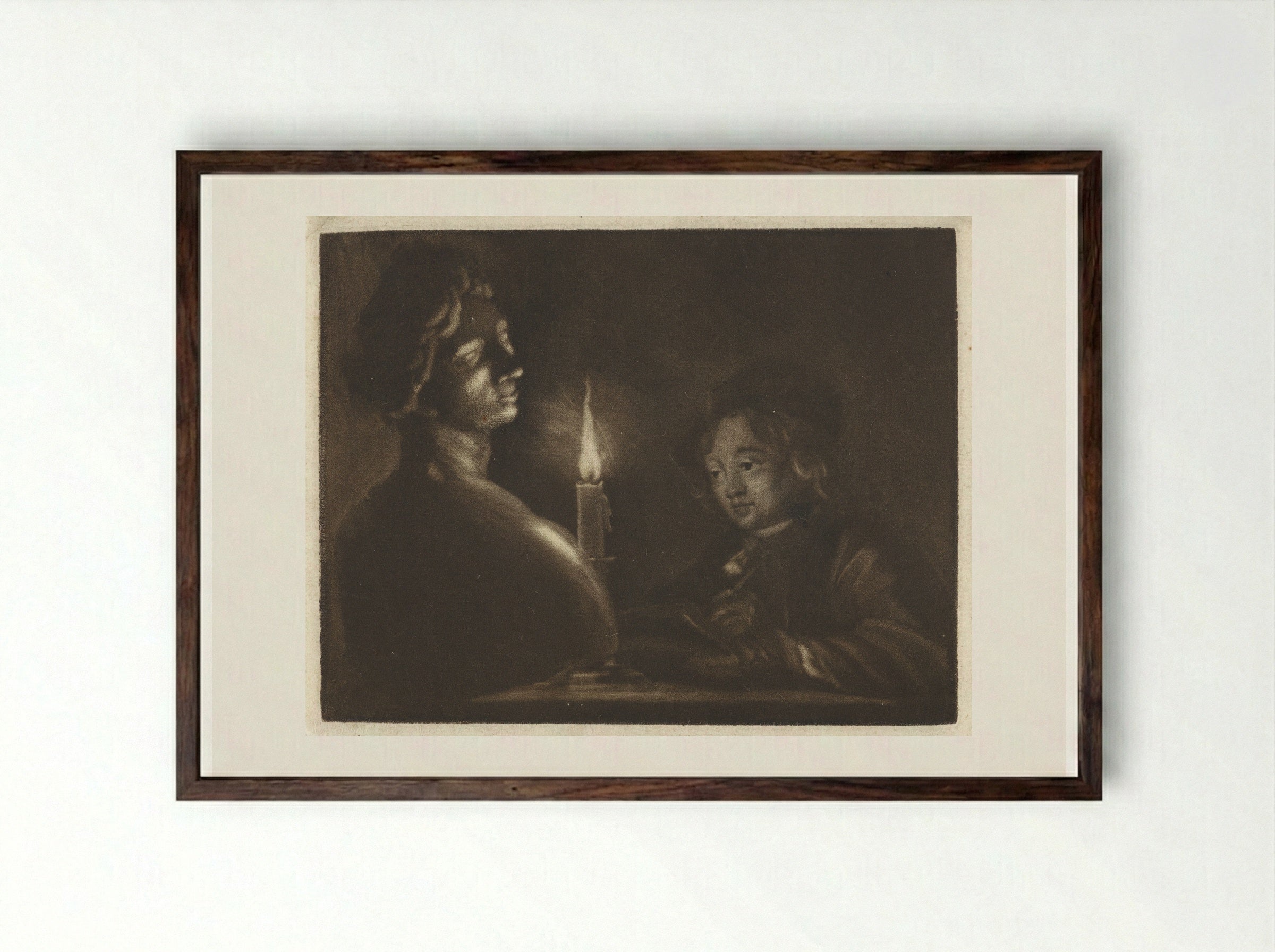 Tekenende jongen - Aert Schouman - Framed Print Dark Wood