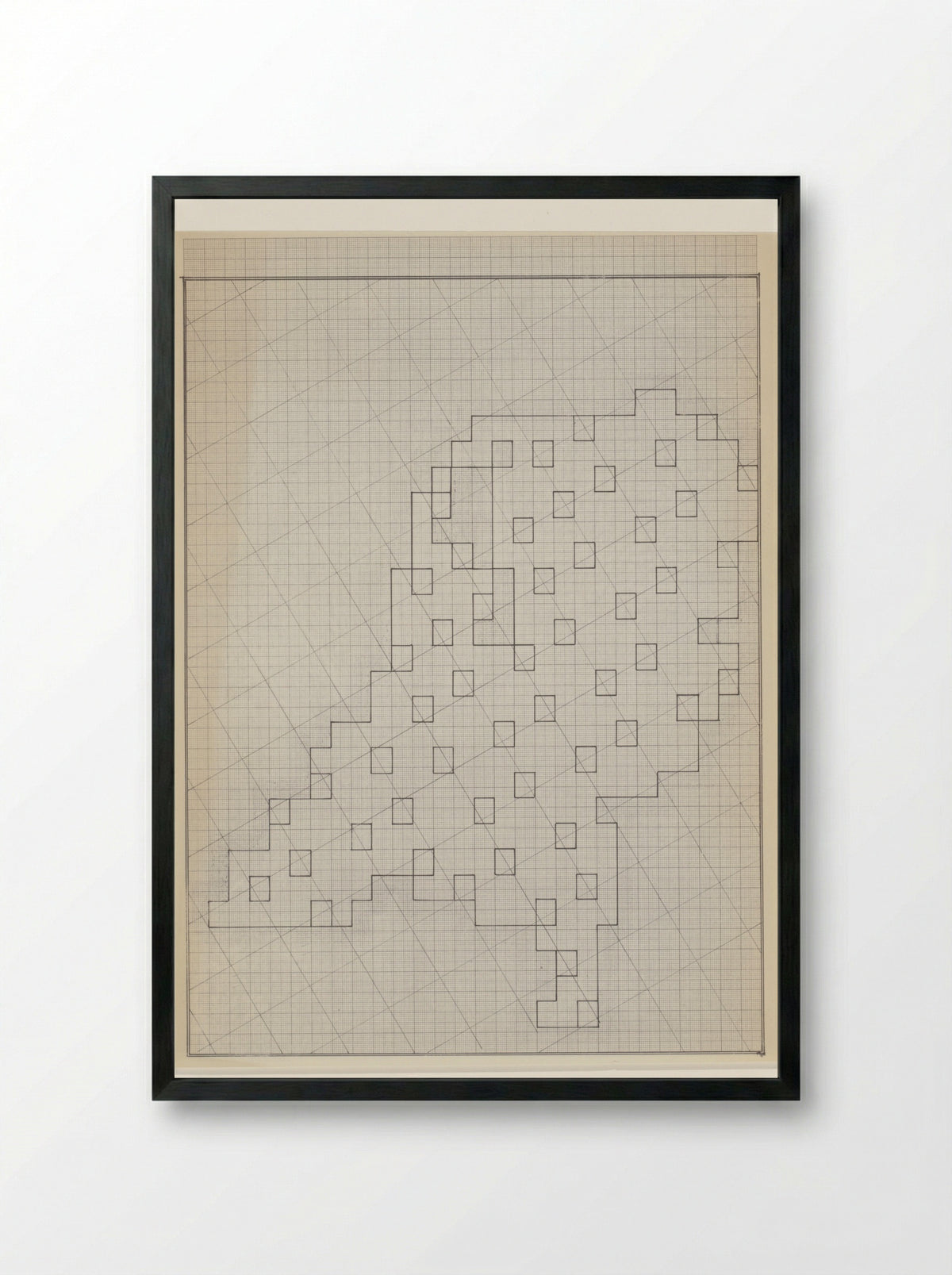 Tekening van Nederland op rasterpapier - Reinjan Mulder - Framed Print Black
