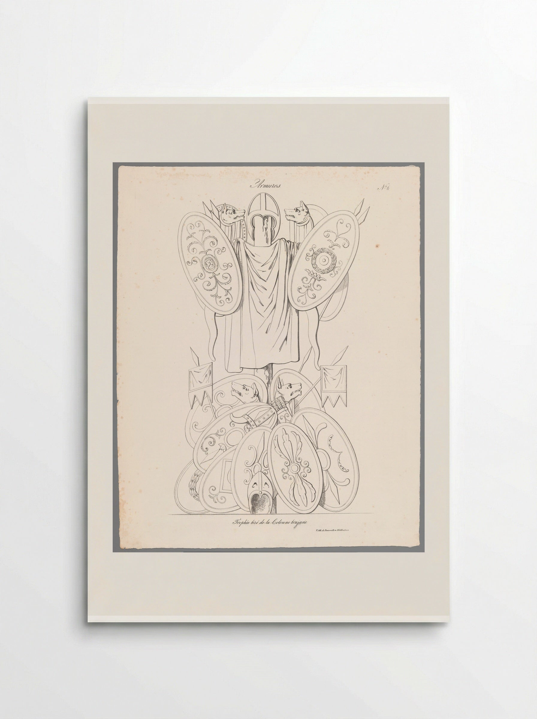 Tekenvoorbeeld van Romeinse wapentrofee - Jean Augustin Daiwaille - Poster