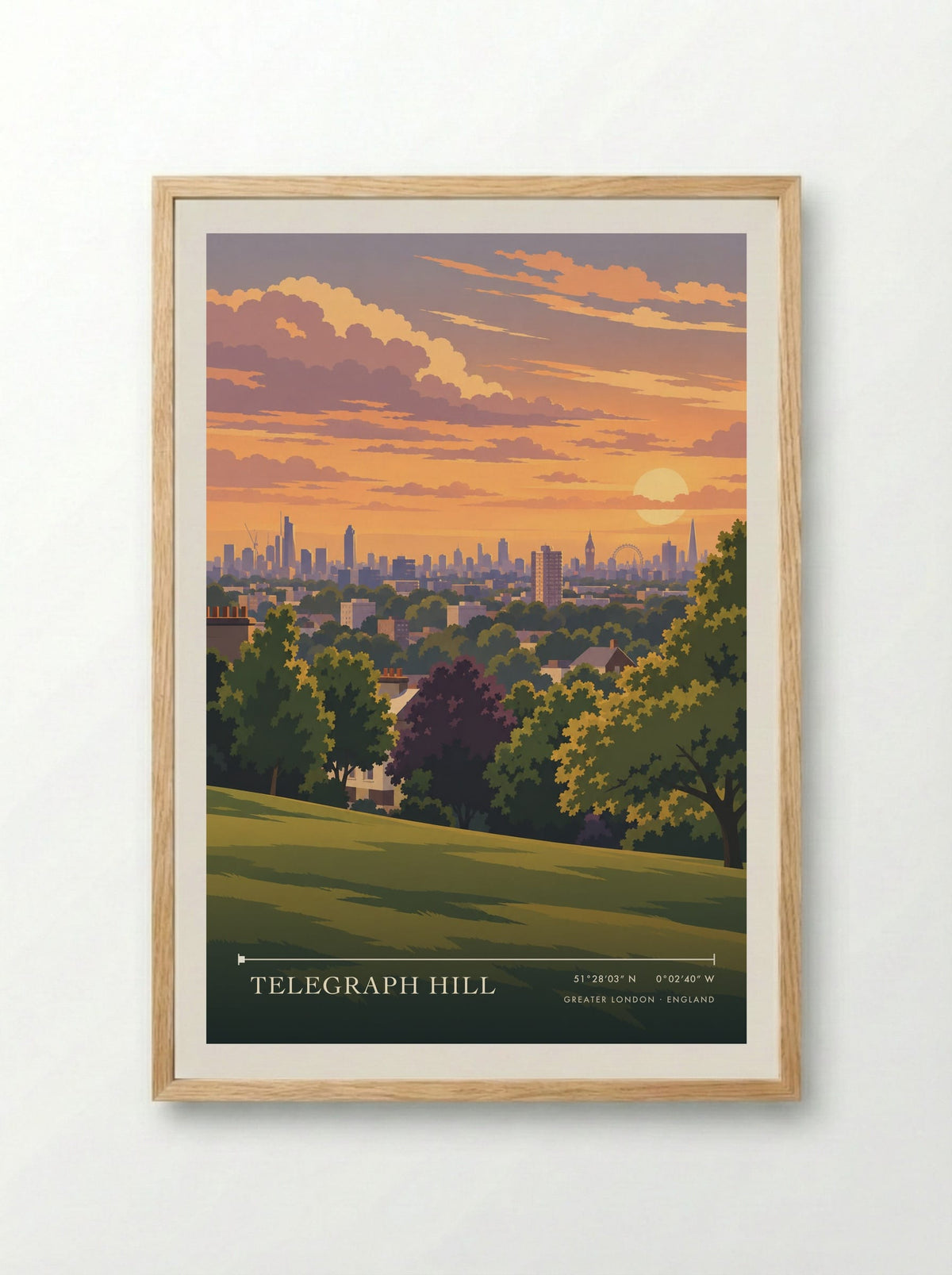 Telegraph Hill, Greater London | Travel Poster - Framed Print Wood