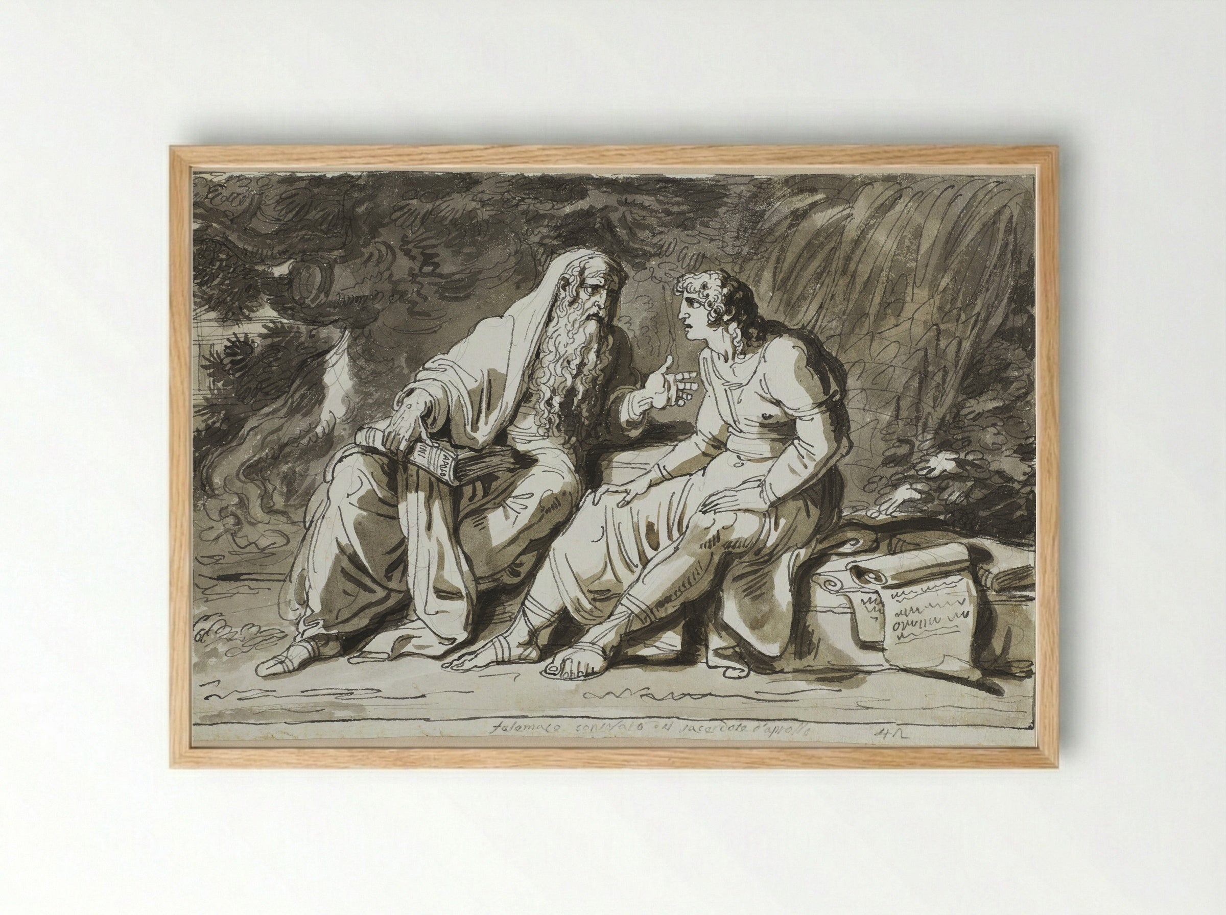 Telemachus Consoled by Termosiris, High Priest of the Temple of Apollo - Felice Giani - Framed Print Wood