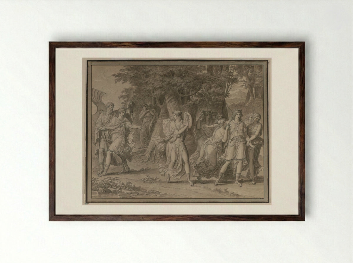 Telemachus, Urged by Mentor, Leaving the Island of Calypso - Charles Meynier - Framed Print Dark Wood