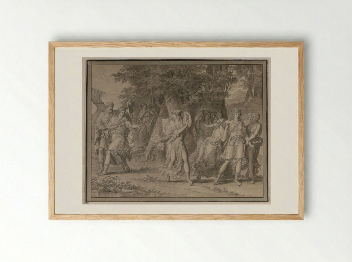 Telemachus, Urged by Mentor, Leaving the Island of Calypso - Charles Meynier - Framed Print Wood