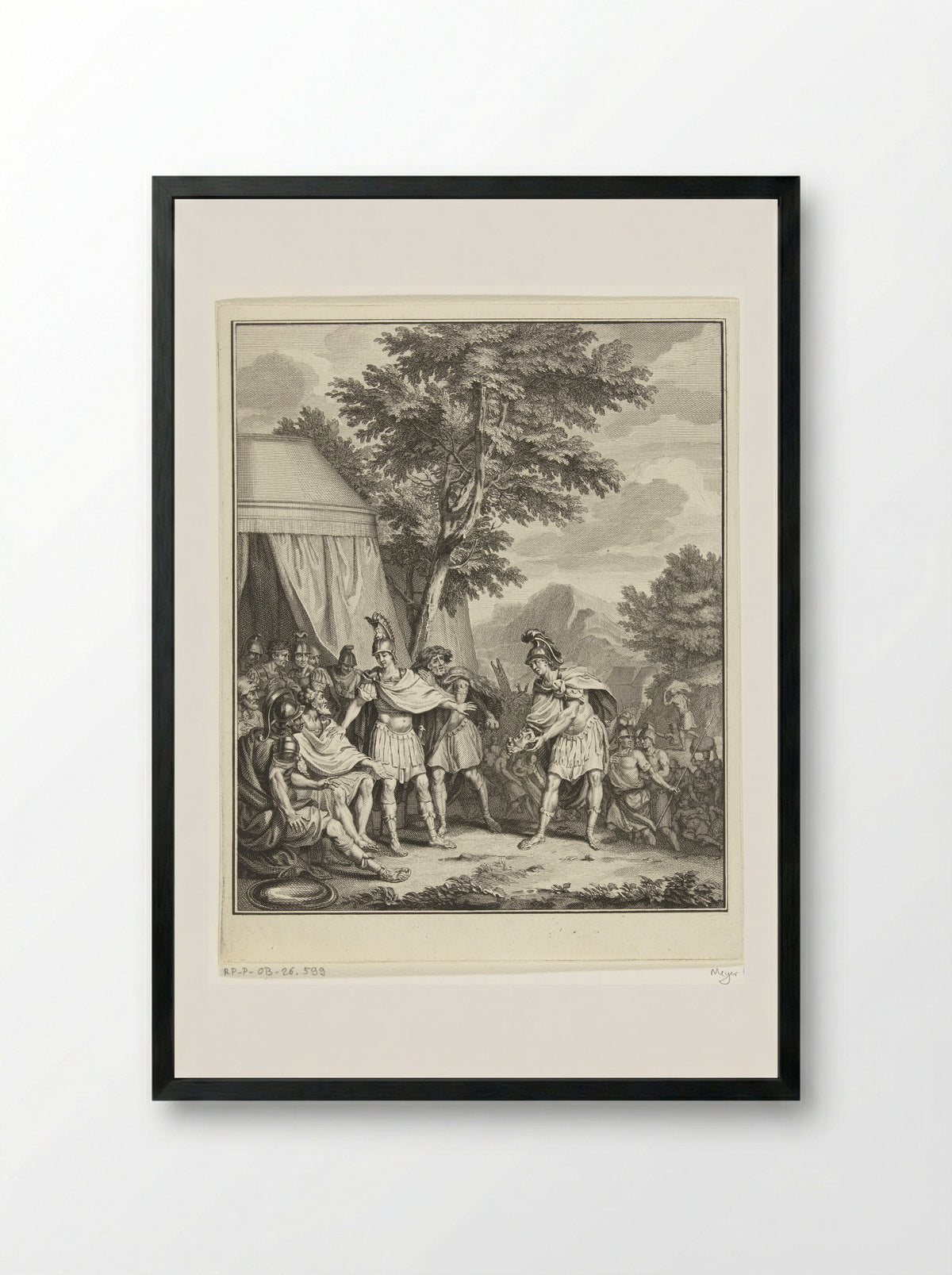 Telemachus toont het hoofd van Iphikles aan Adrastus - Balthasar Bernards - Framed Print Black