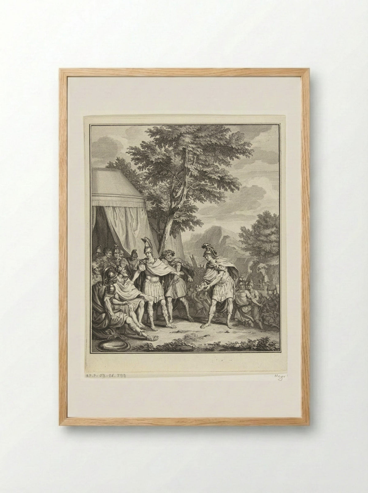 Telemachus toont het hoofd van Iphikles aan Adrastus - Balthasar Bernards - Framed Print Wood