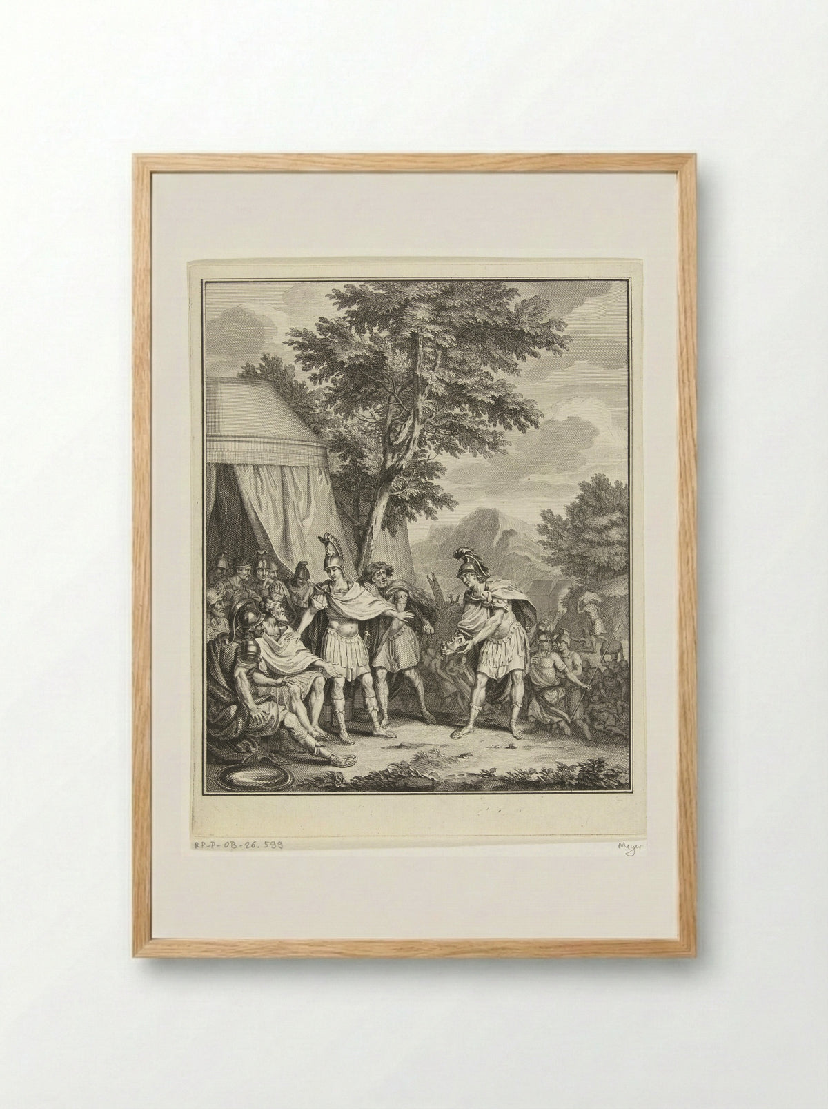 Telemachus toont het hoofd van Iphikles aan Adrastus - Balthasar Bernards - Framed Print Wood