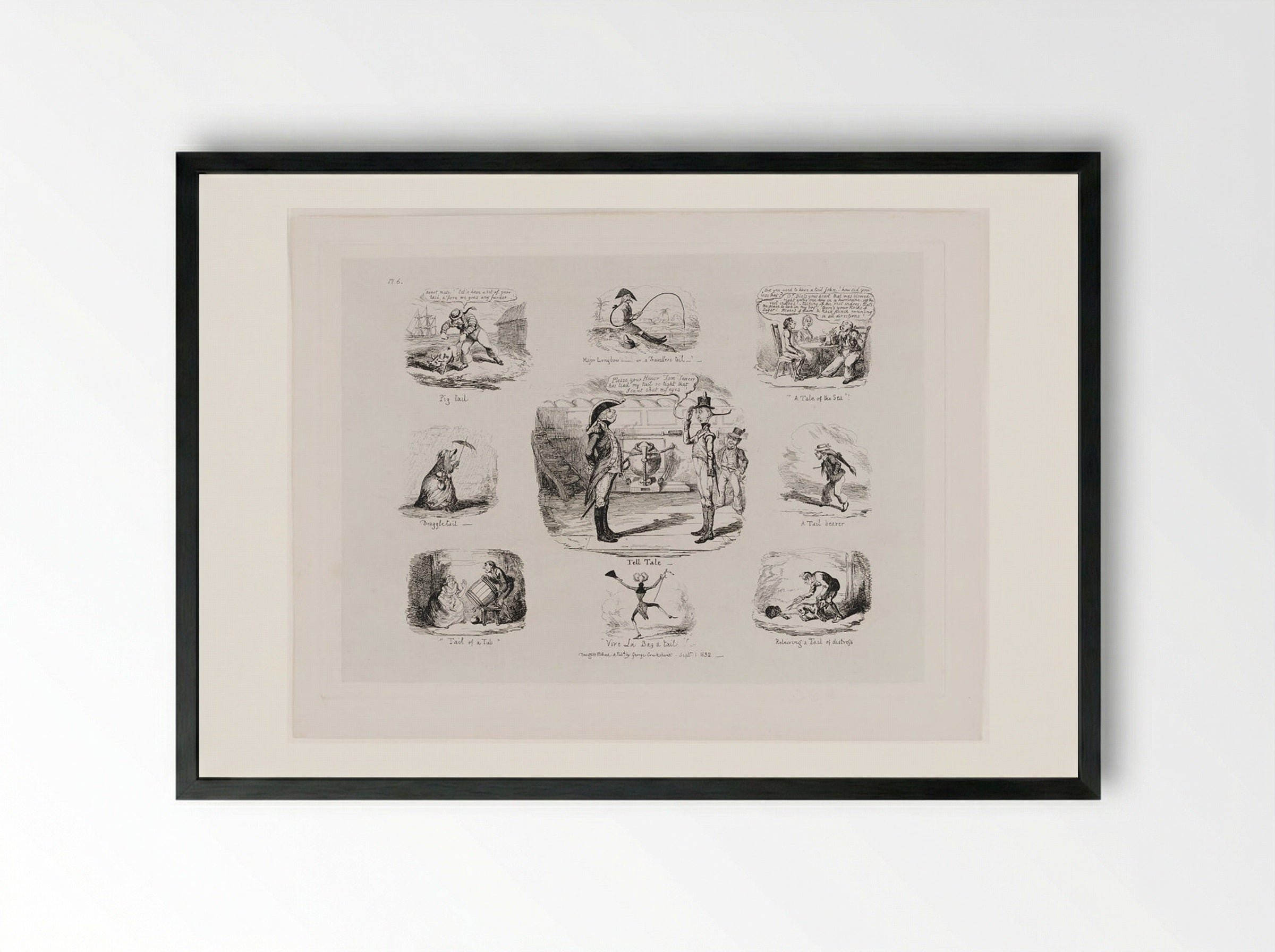 Tell Tale - George Cruikshank - Framed Print Black