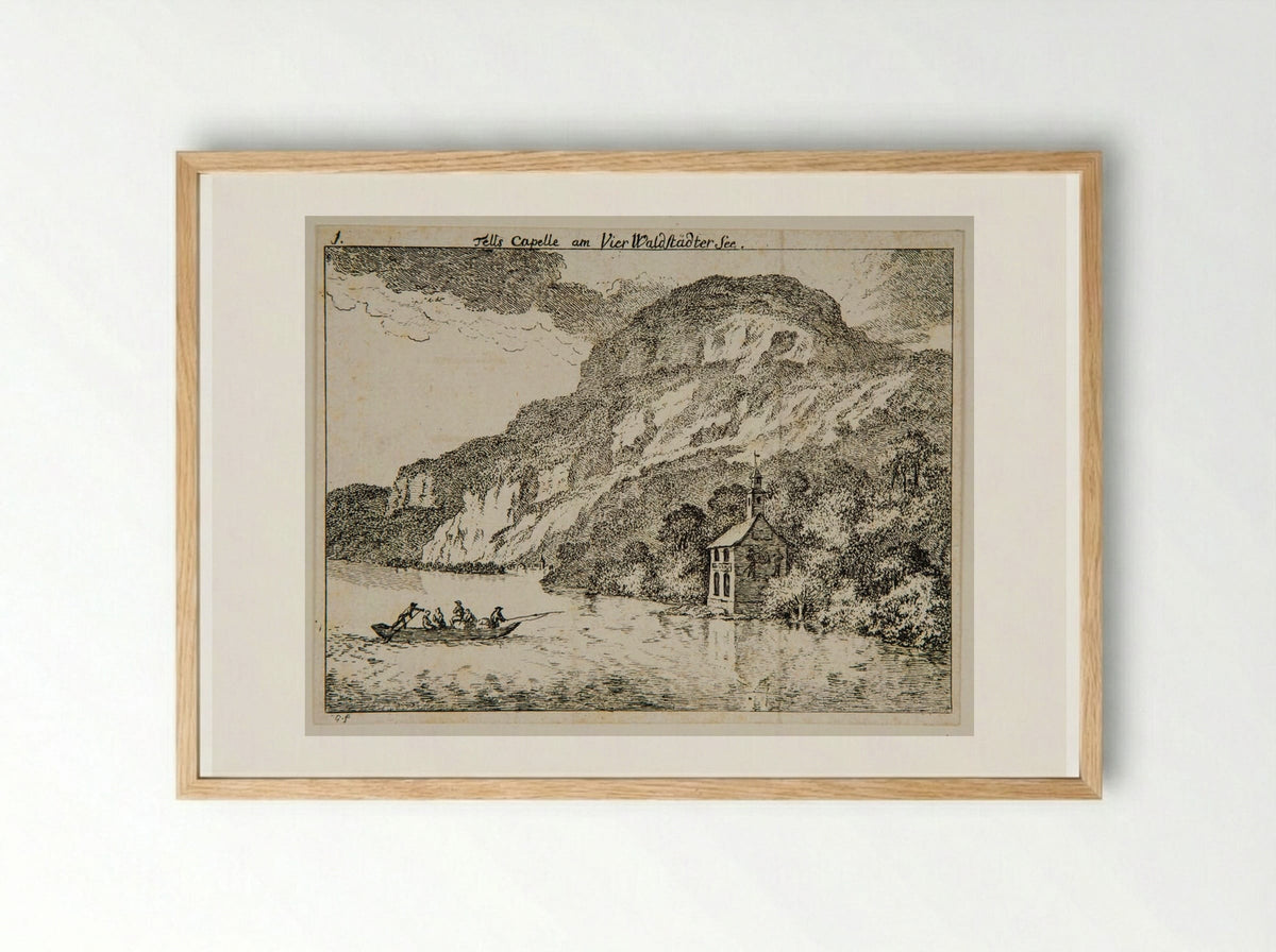 Tell's Chapel on Lake Lucerne - Salomon Gessner - Framed Print Wood