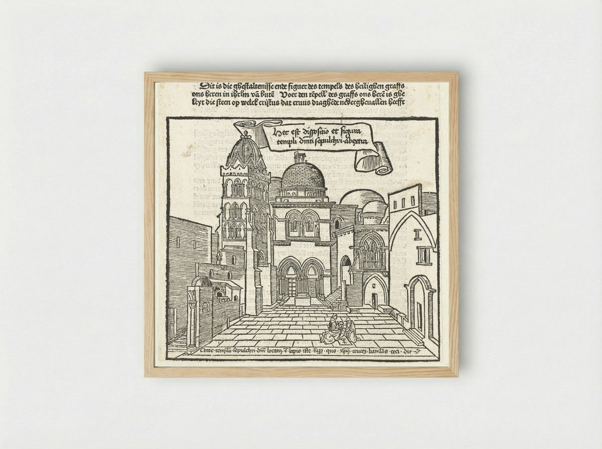 Tempel met graf van Christus in Jerusalem - Erhard Reuwich - Framed Print Wood