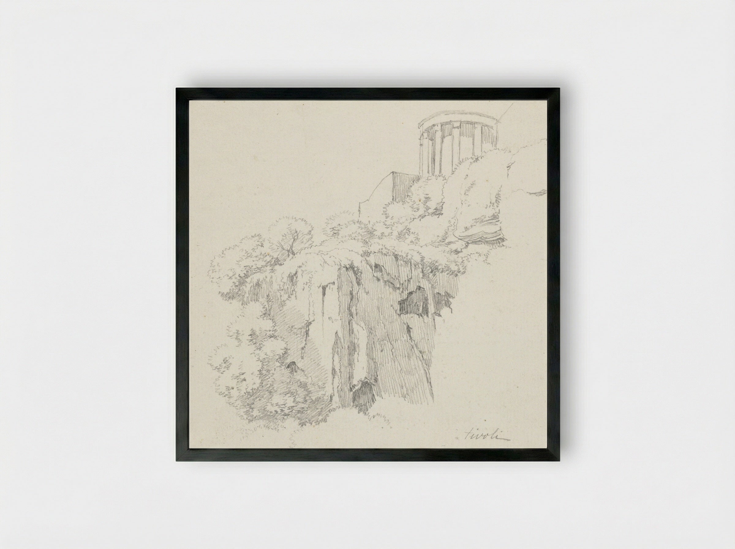 Tempel van de Sibylle in Tivoli, van onderen gezien - Hendrik Voogd - Framed Print Black