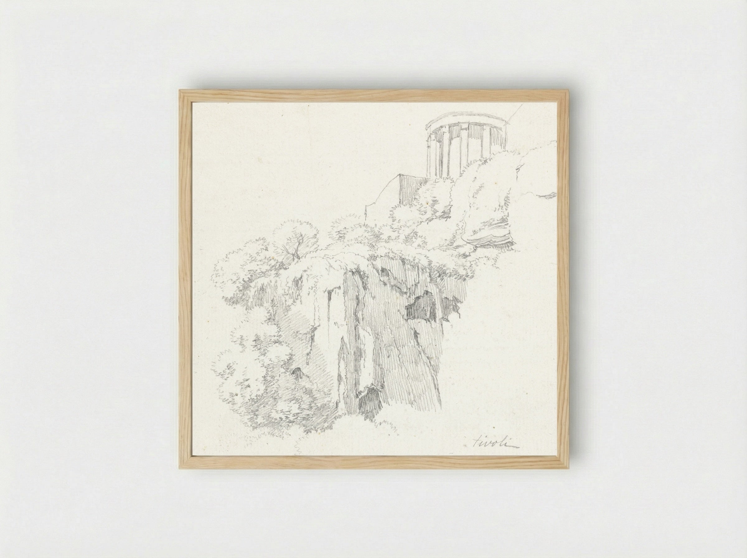 Tempel van de Sibylle in Tivoli, van onderen gezien - Hendrik Voogd - Framed Print Wood