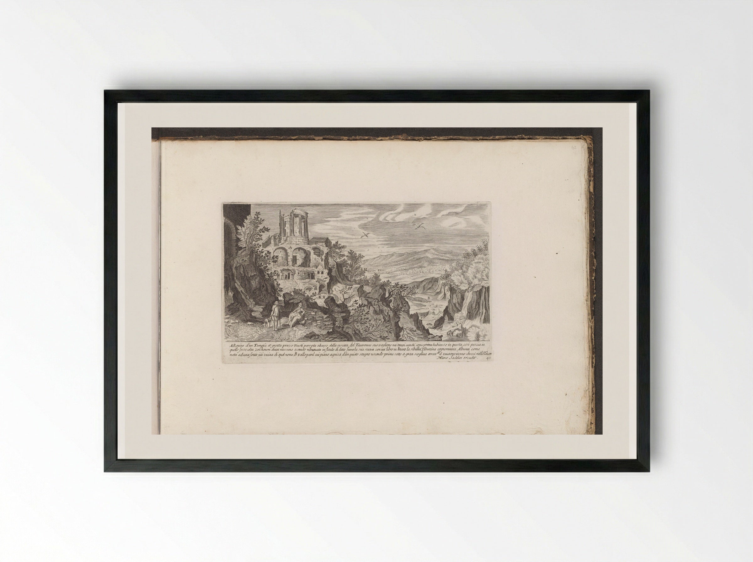 Tempel van de Sibylle te Tivoli - Giovanni Giacomo de' Rossi - Framed Print Black