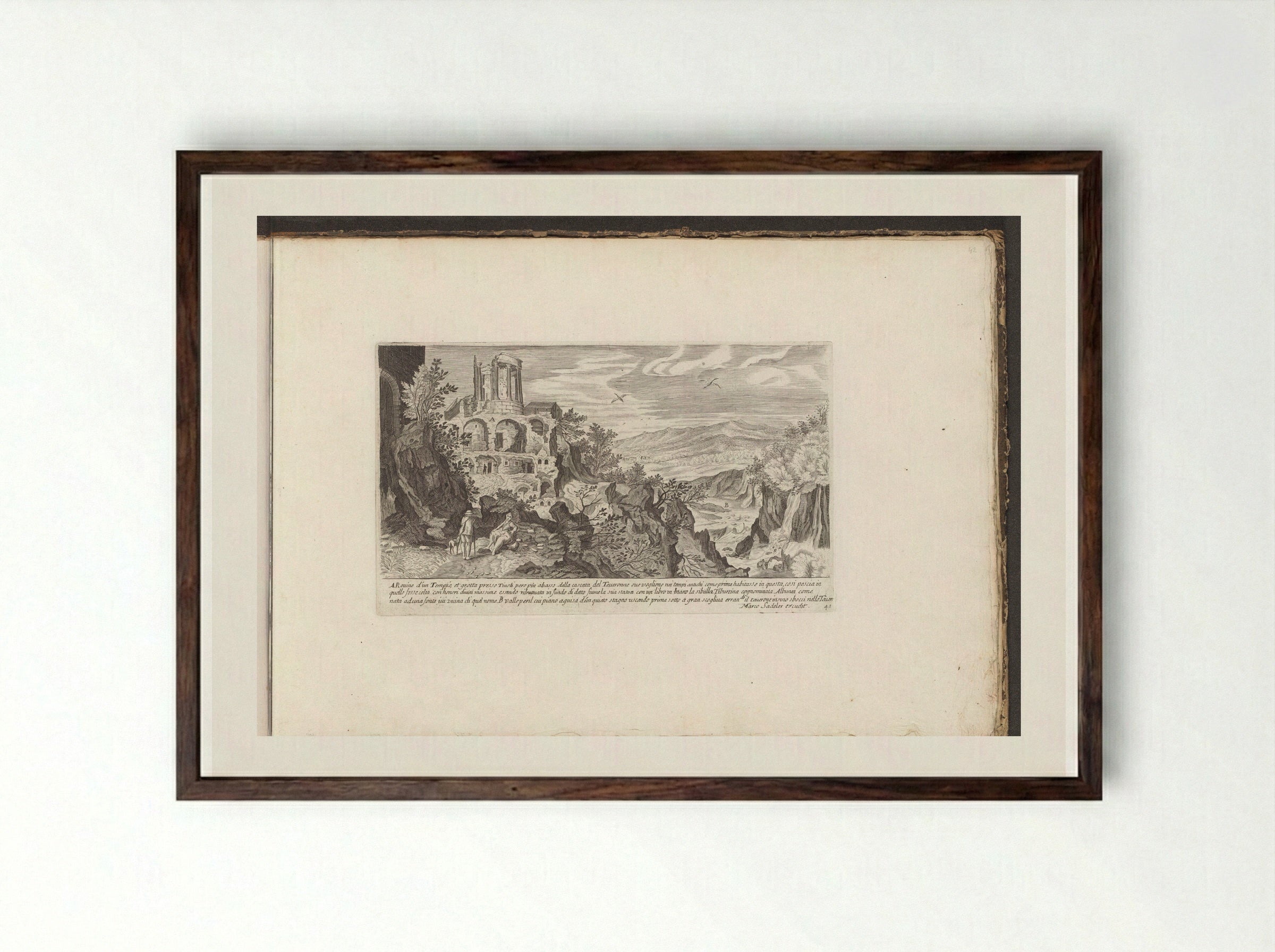 Tempel van de Sibylle te Tivoli - Giovanni Giacomo de' Rossi - Framed Print Dark Wood