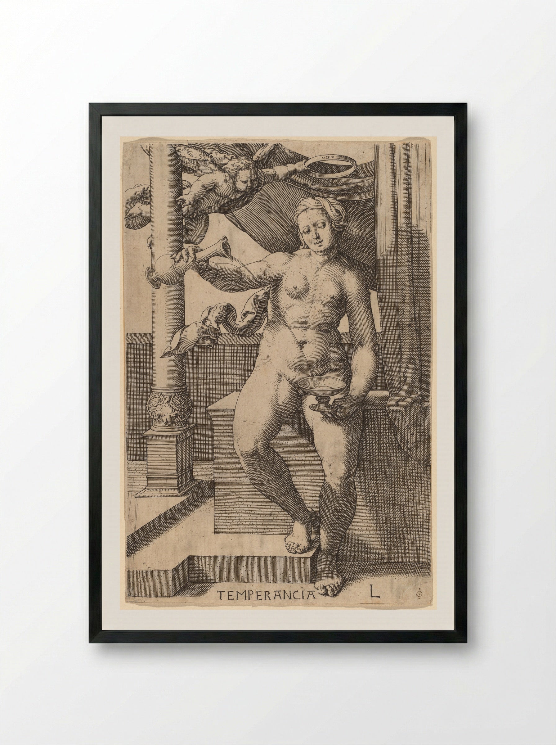 Temperance - Lucas van Leyden - Framed Print Black