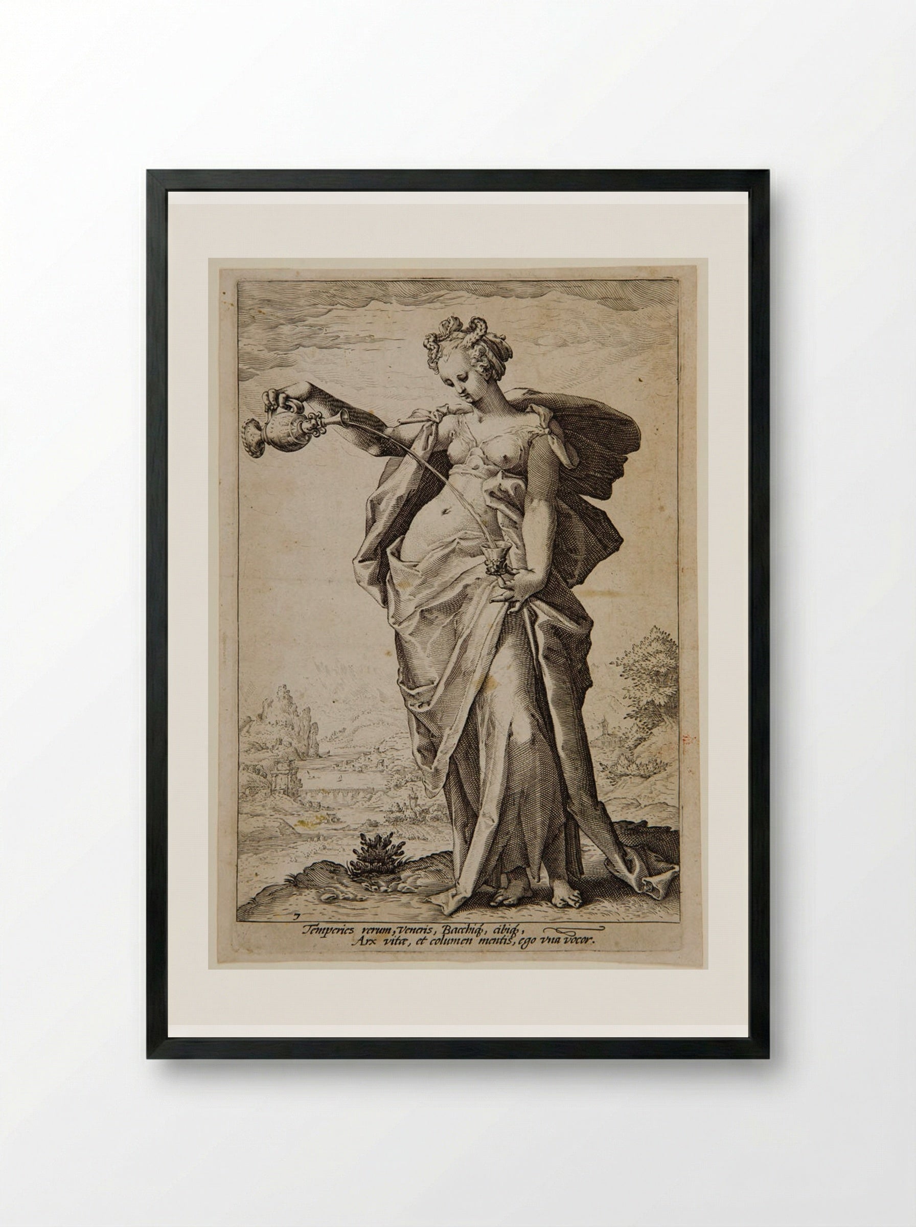 Temperance - Jacob Matham - Framed Print Black