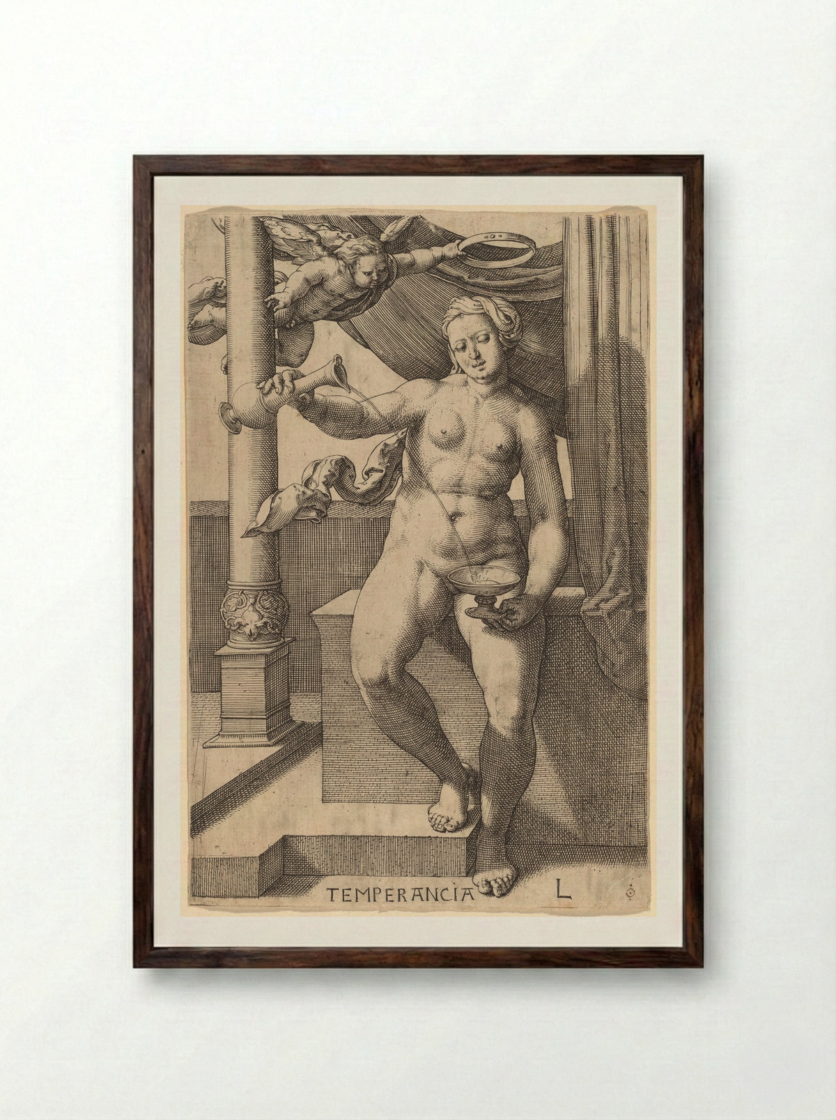 Temperance - Lucas van Leyden - Framed Print Dark Wood