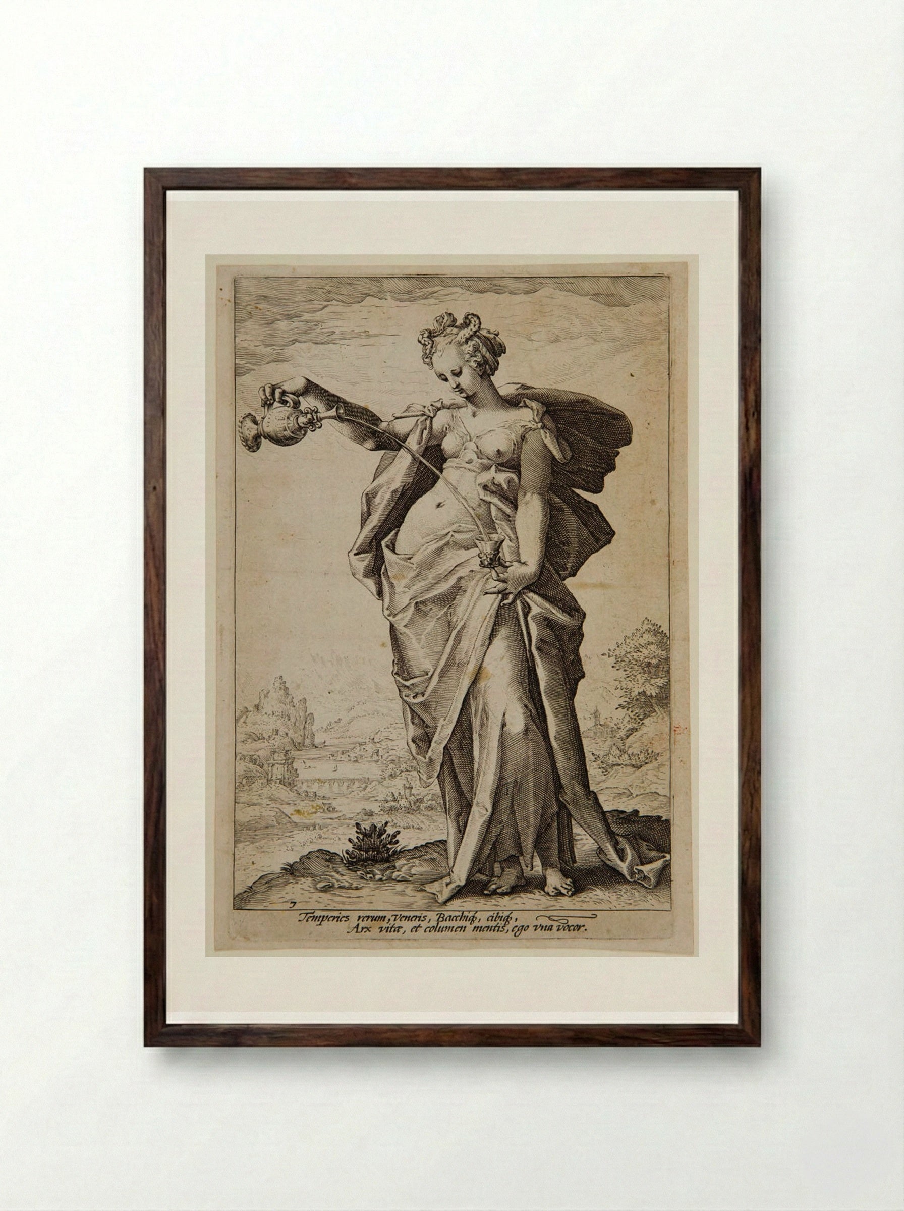 Temperance - Jacob Matham - Framed Print Dark Wood