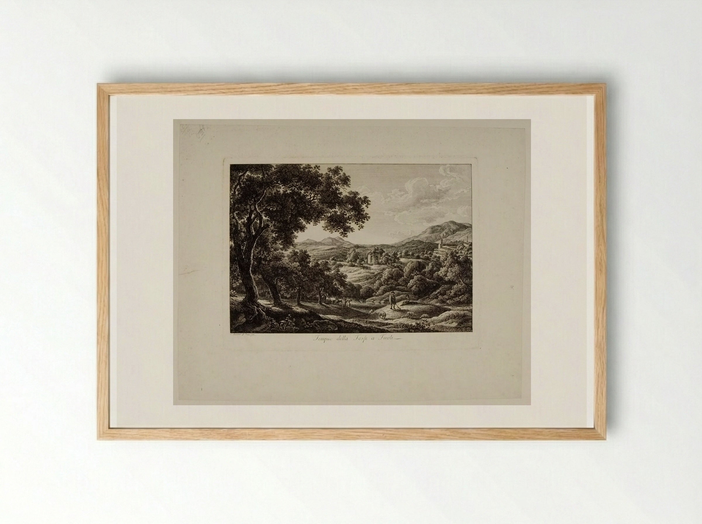 Tempio della Tosse a Tivoli - Johann Christian Reinhart - Framed Print Wood