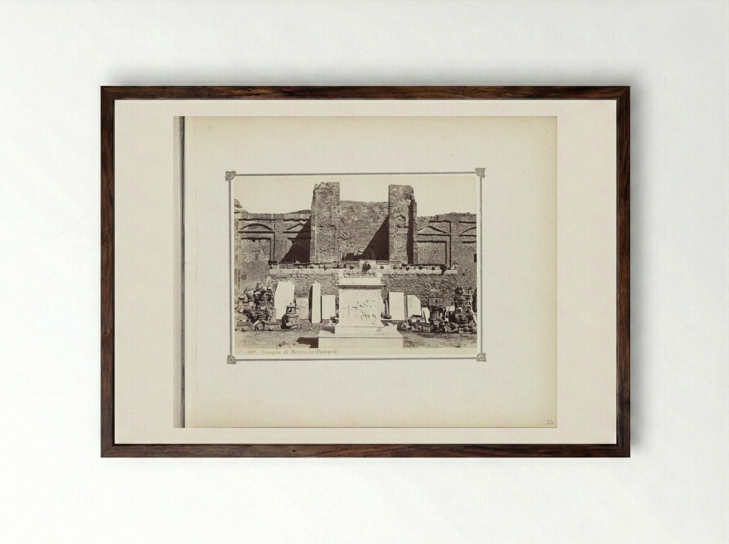 Tempio di Mercurio (Pompei) - Giorgio Sommer - Framed Print Dark Wood