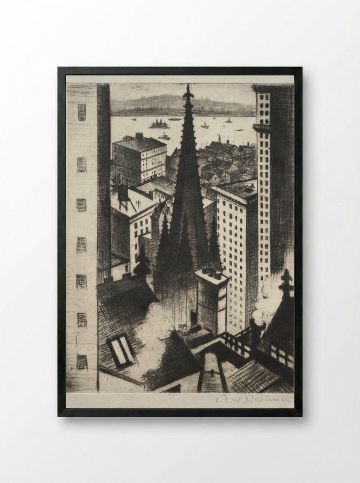 Temple of New York - Christopher Nevinson - Framed Print Black