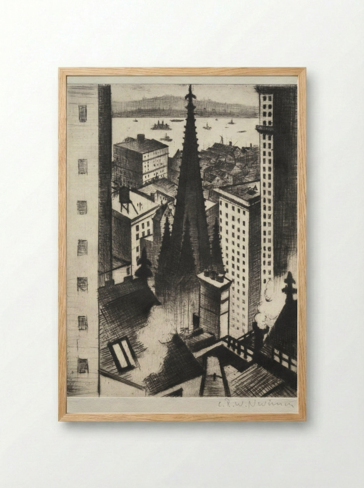 Temple of New York - Christopher Nevinson - Framed Print Wood