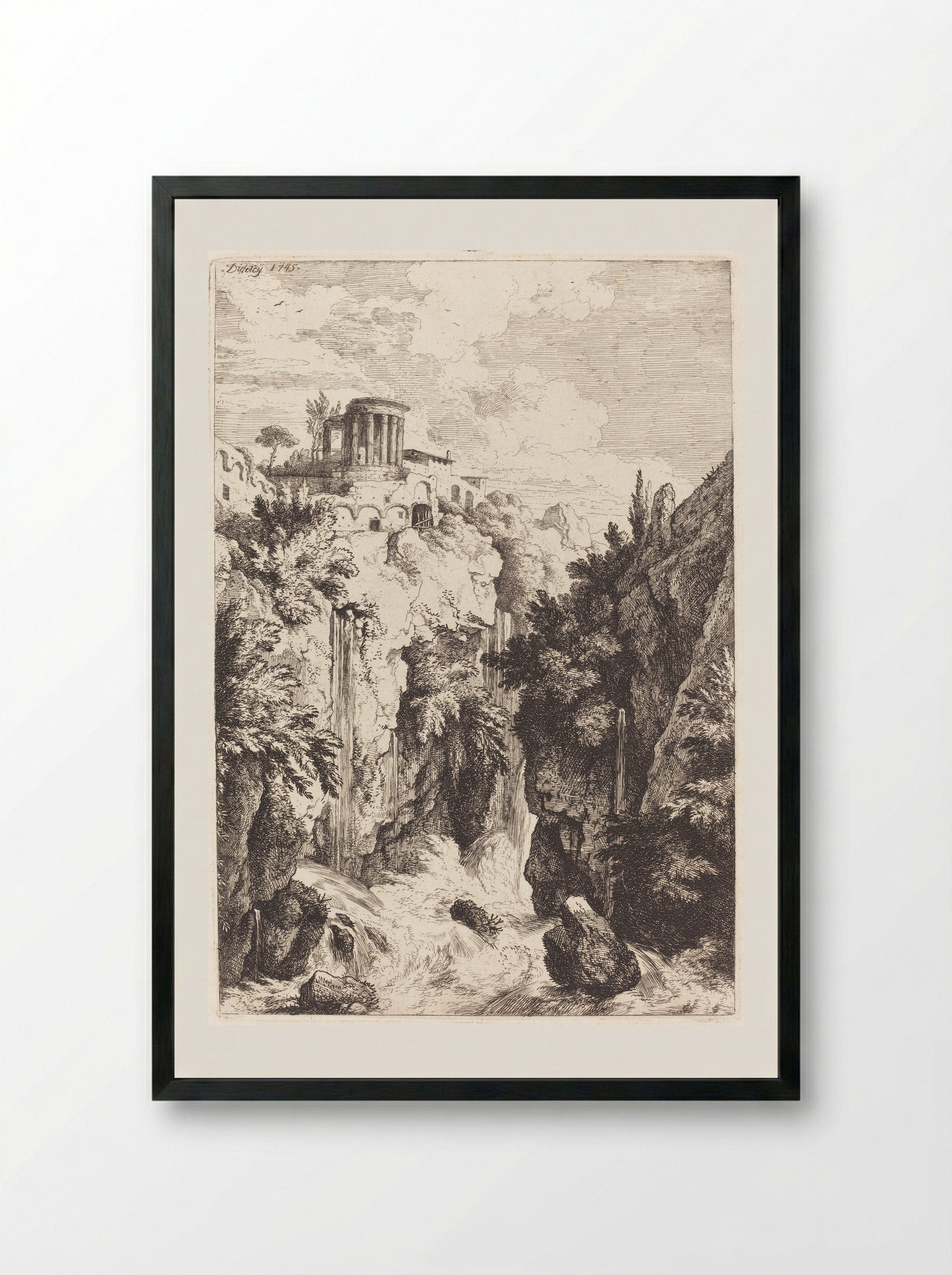 Temple of the Sibyl at Tivoli - Christian Wilhelm Ernst Dietrich - Framed Print Black