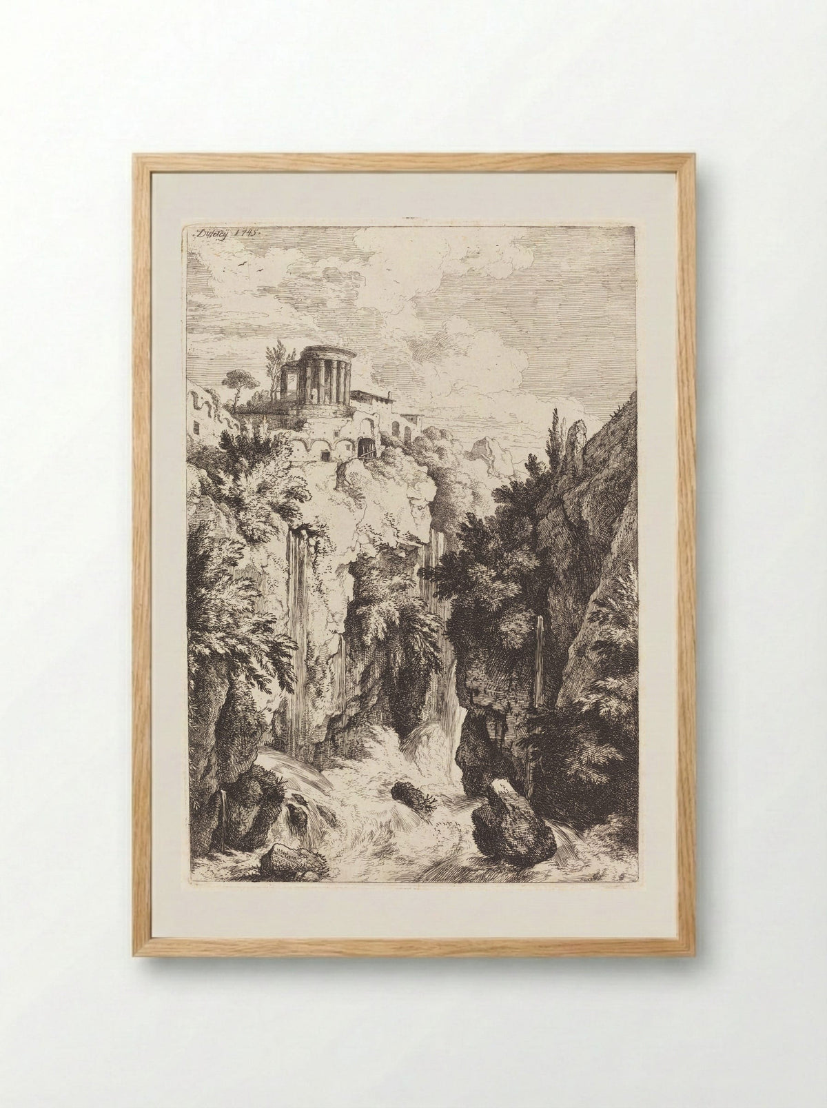 Temple of the Sibyl at Tivoli - Christian Wilhelm Ernst Dietrich - Framed Print Wood
