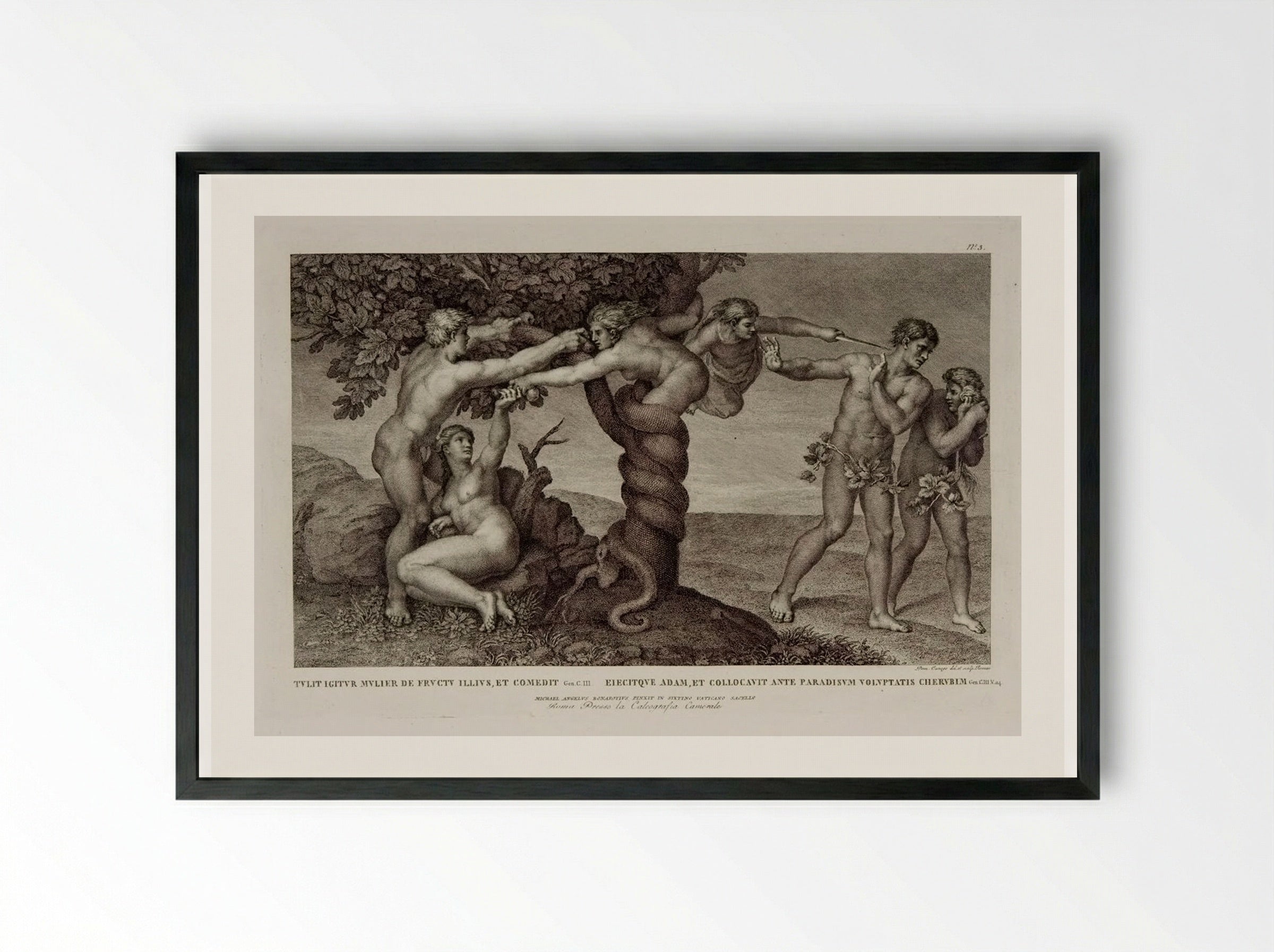 Temptation and Expulsion - Domenico Cunego - Framed Print Black
