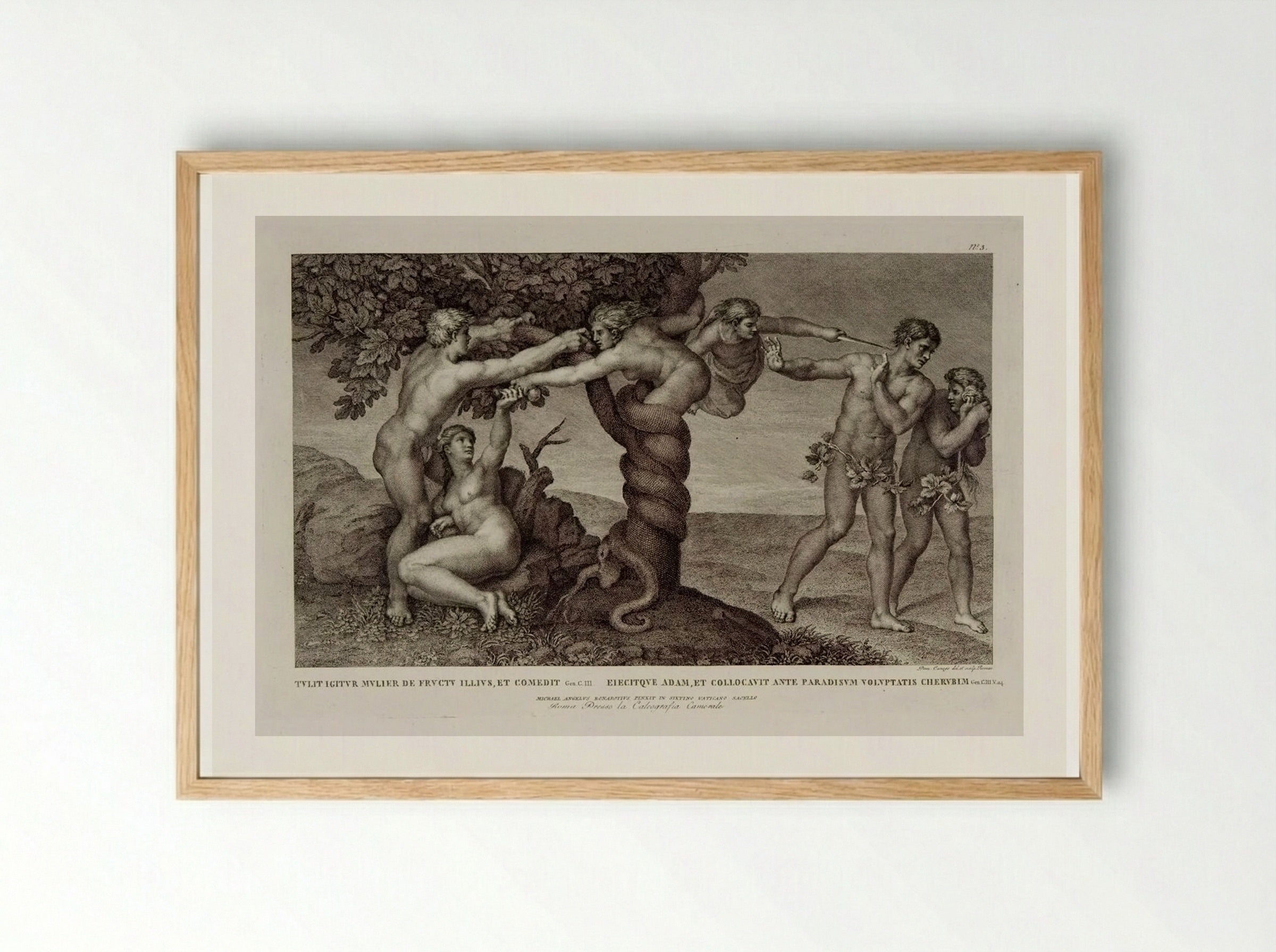 Temptation and Expulsion - Domenico Cunego - Framed Print Wood
