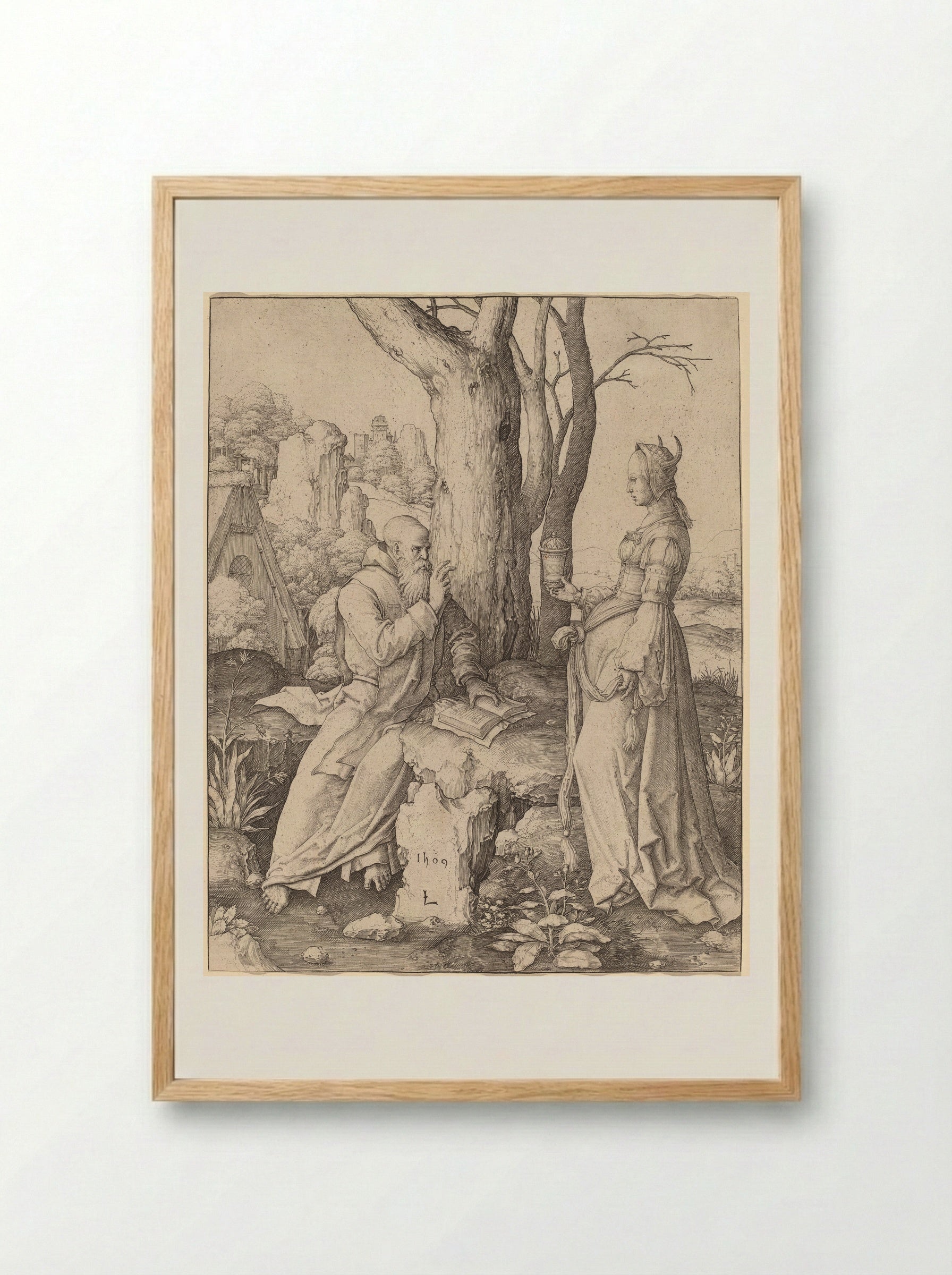 Temptation of Saint Anthony - Lucas van Leyden - Framed Print Wood