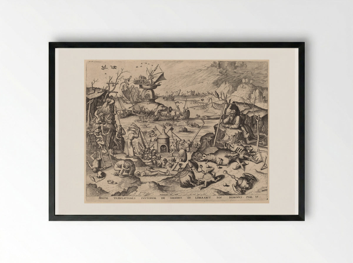 Temptation - Hieronymus Cock - Framed Print Black