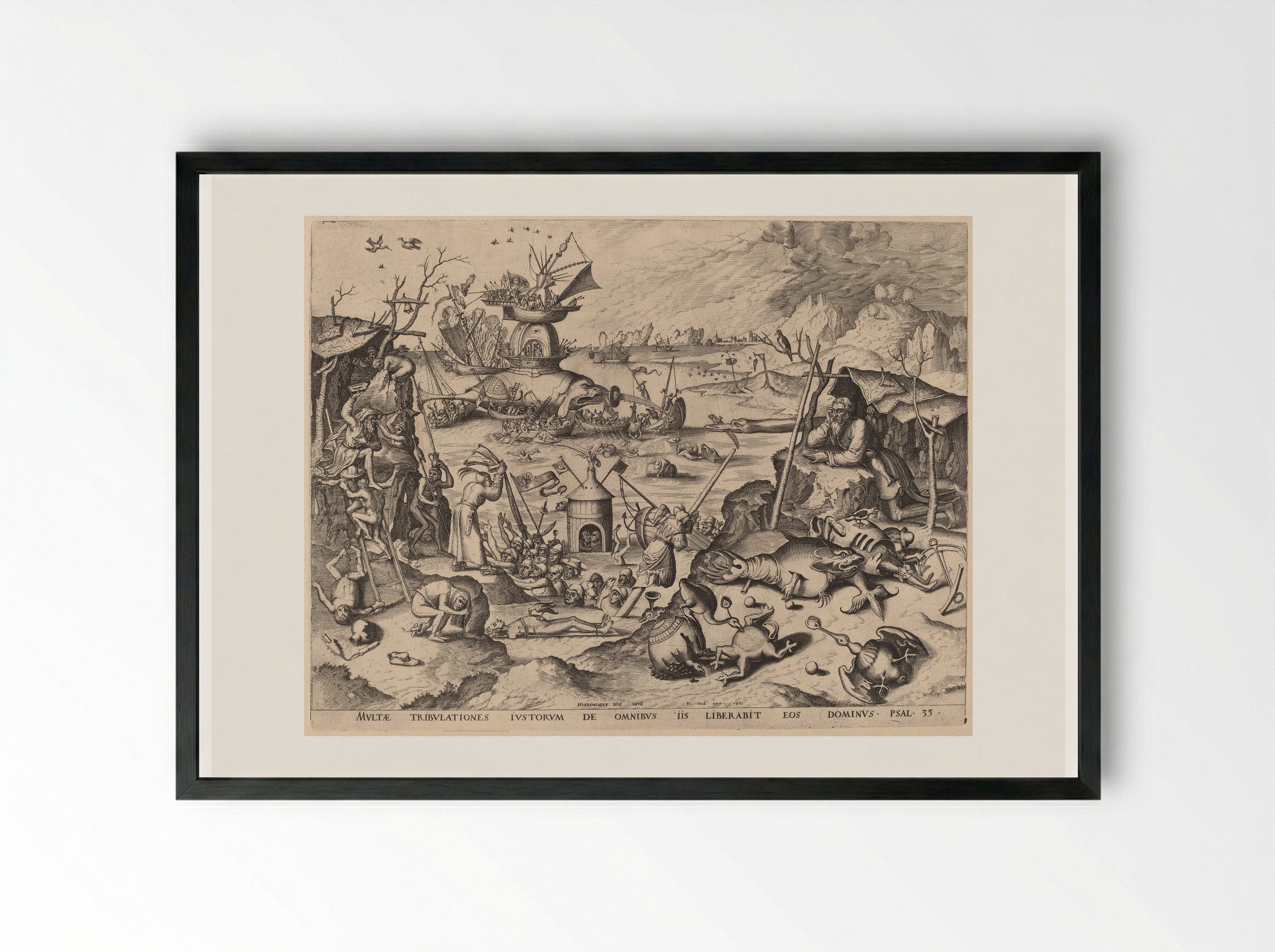 Temptation - Hieronymus Cock - Framed Print Black