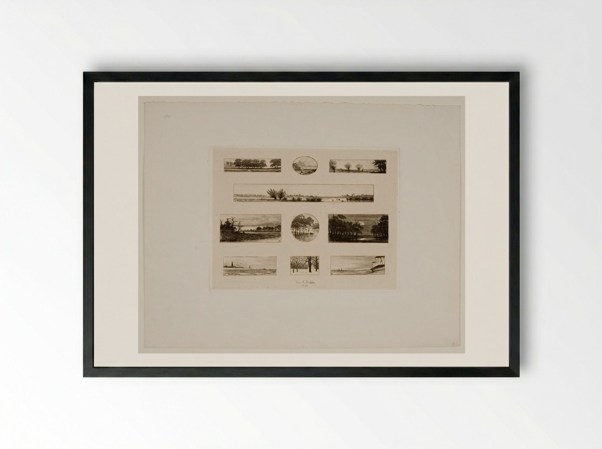 Ten Landscapes - Auguste Delâtre - Framed Print Black