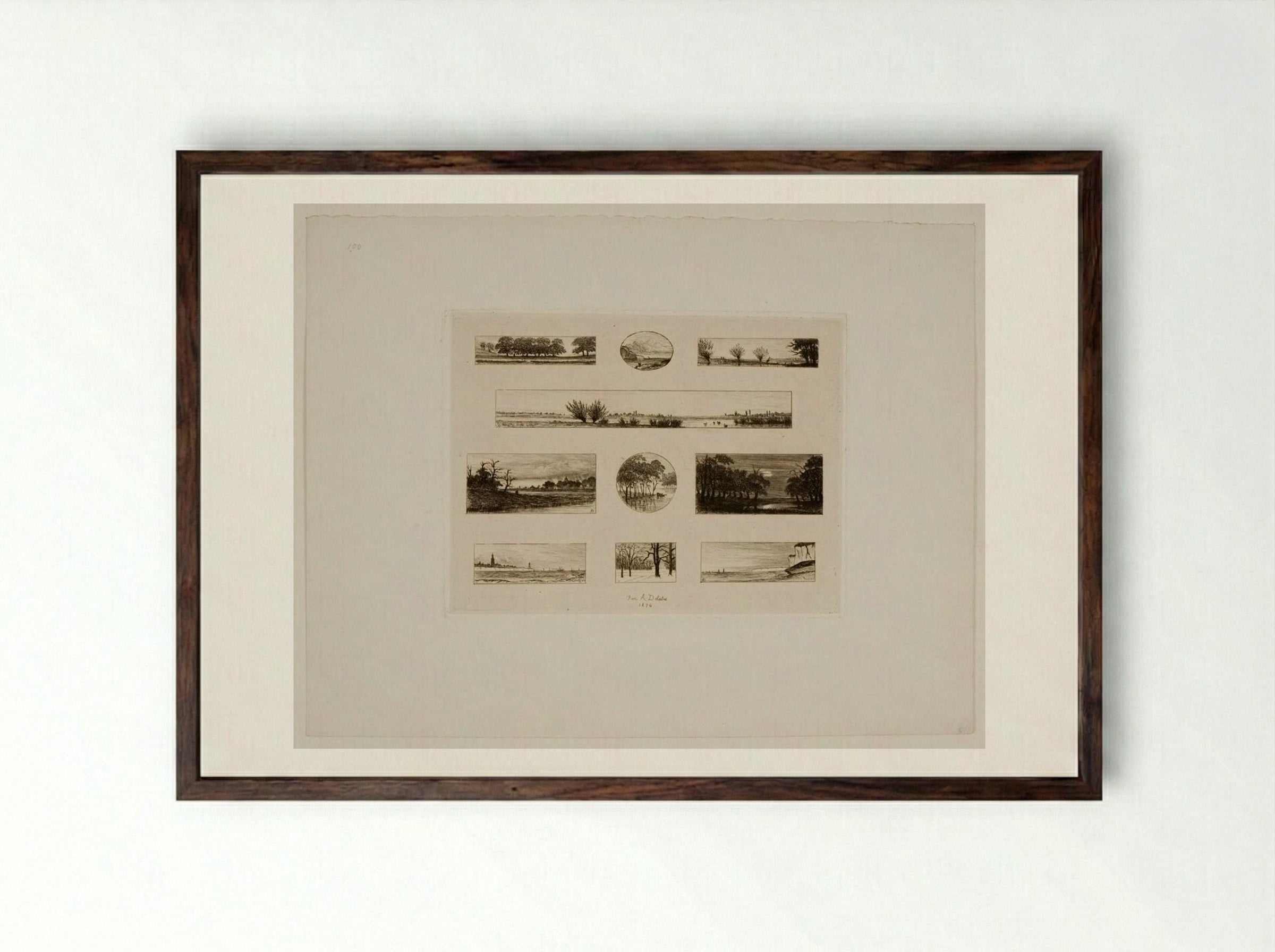 Ten Landscapes - Auguste Delâtre - Framed Print Dark Wood