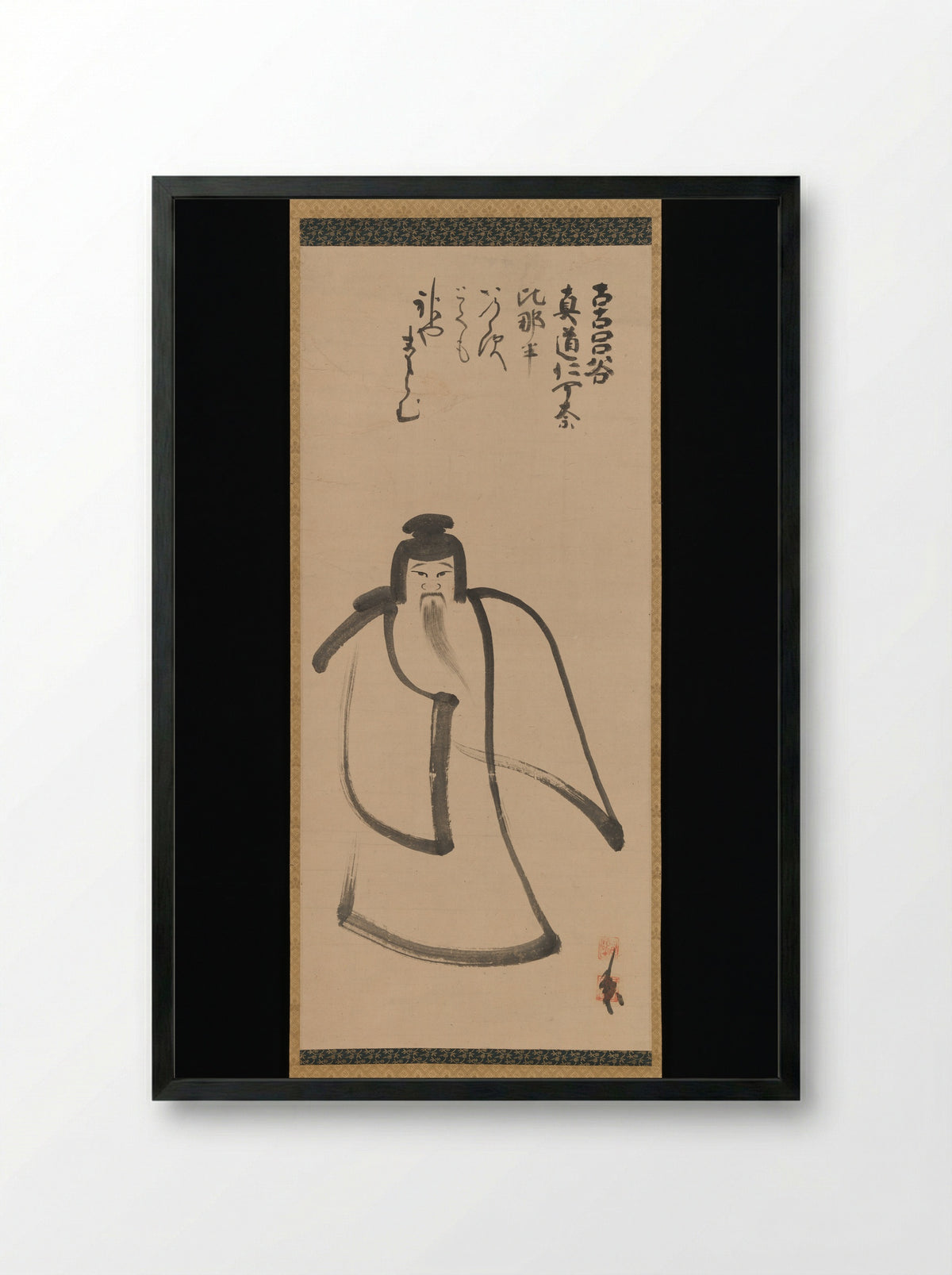 Tenjin Traveling to China - Konoe Nobutada - Framed Print Black