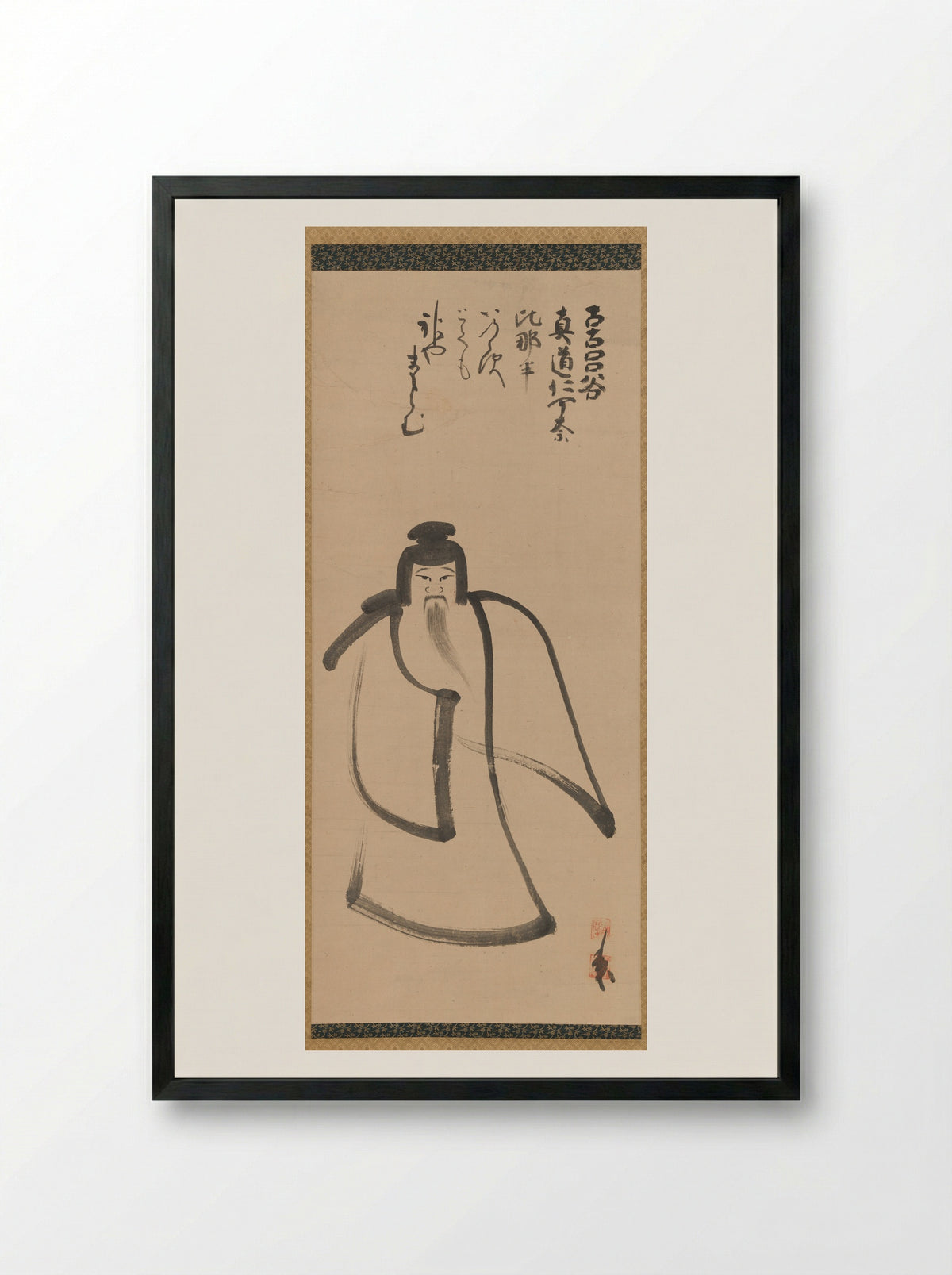 Tenjin Traveling to China - Konoe Nobutada - Framed Print Black