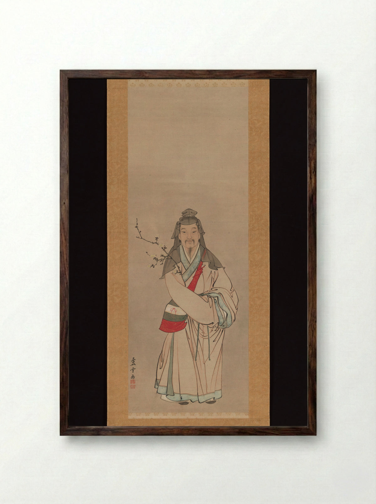 Tenjin Traveling to China - Nagasawa Rosetsu - Framed Print Dark Wood