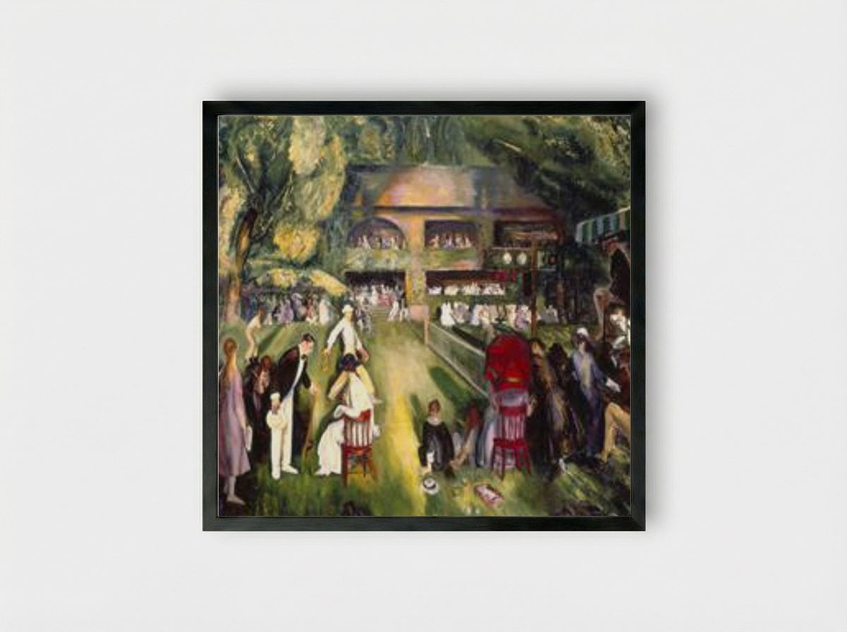Tennis at Newport - George Bellows - Framed Print Black