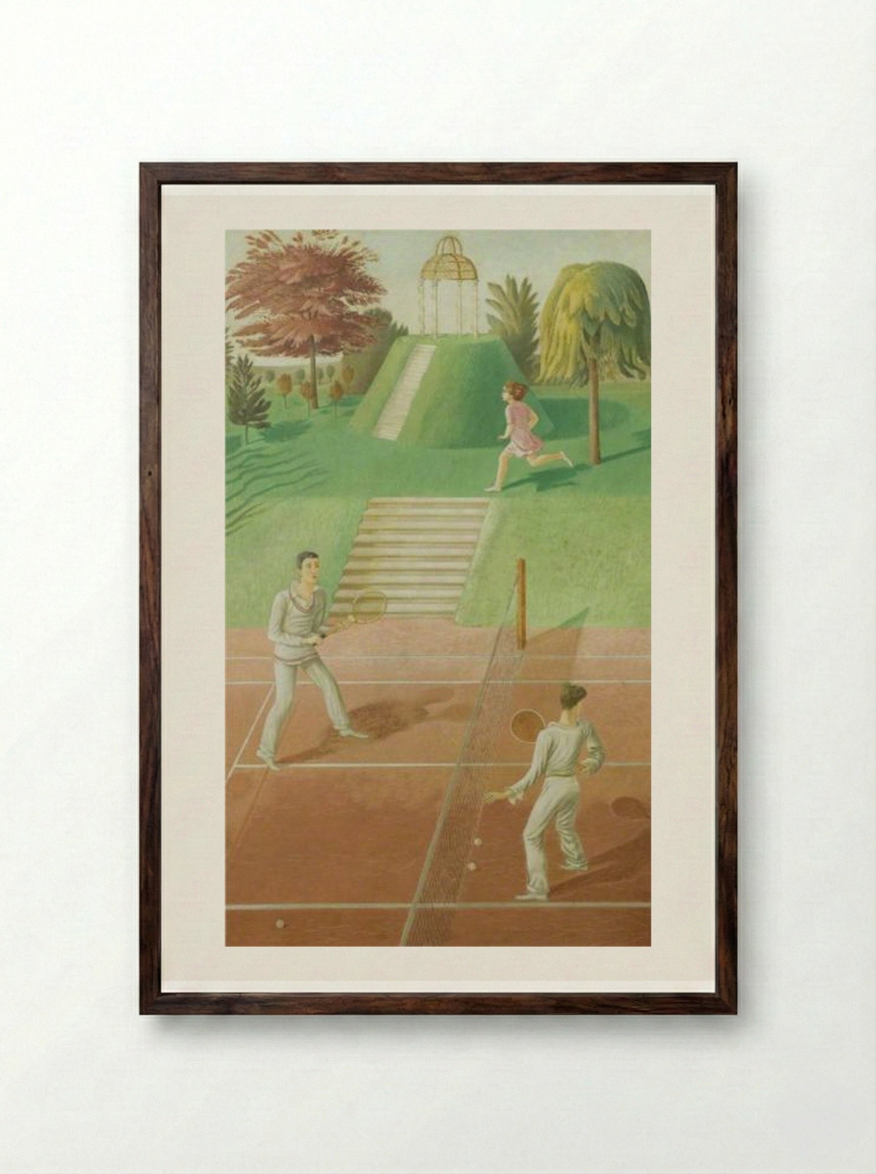 Tennis (triptych, centre panel) - Eric Ravilious - Framed Print Dark Wood