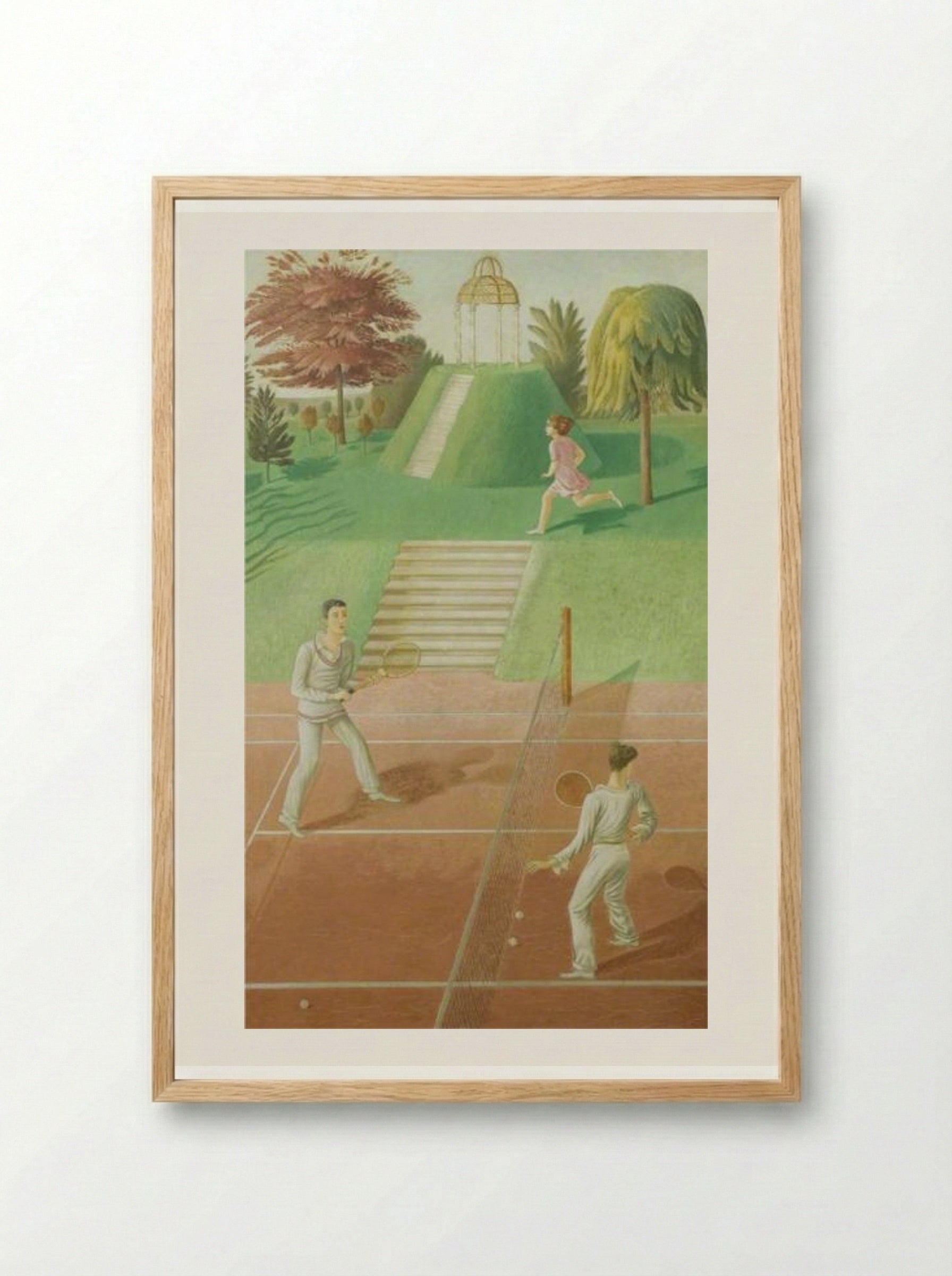 Tennis (triptych, centre panel) - Eric Ravilious - Framed Print Wood