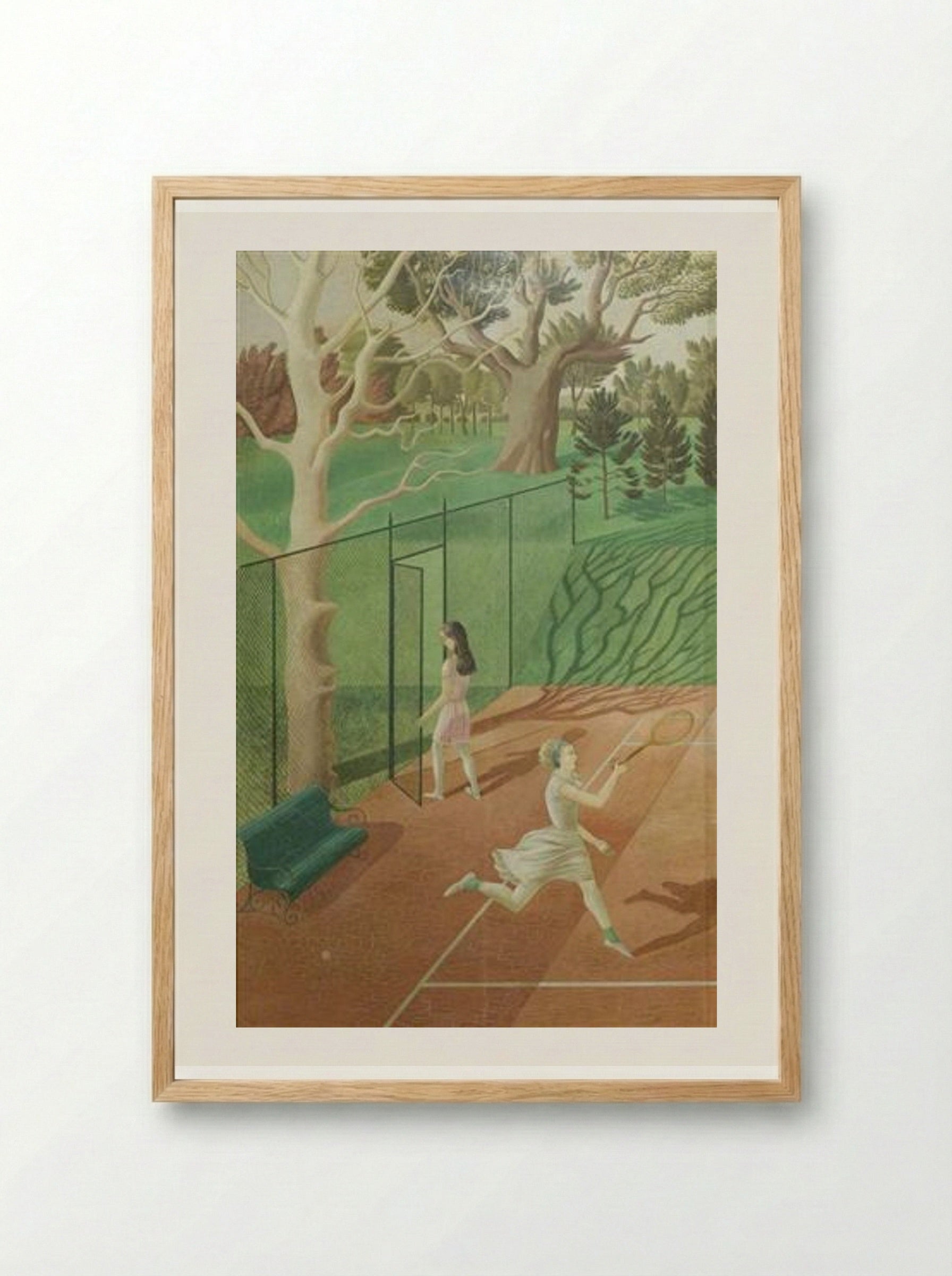 Tennis (triptych, left wing) - Eric Ravilious - Framed Print Wood