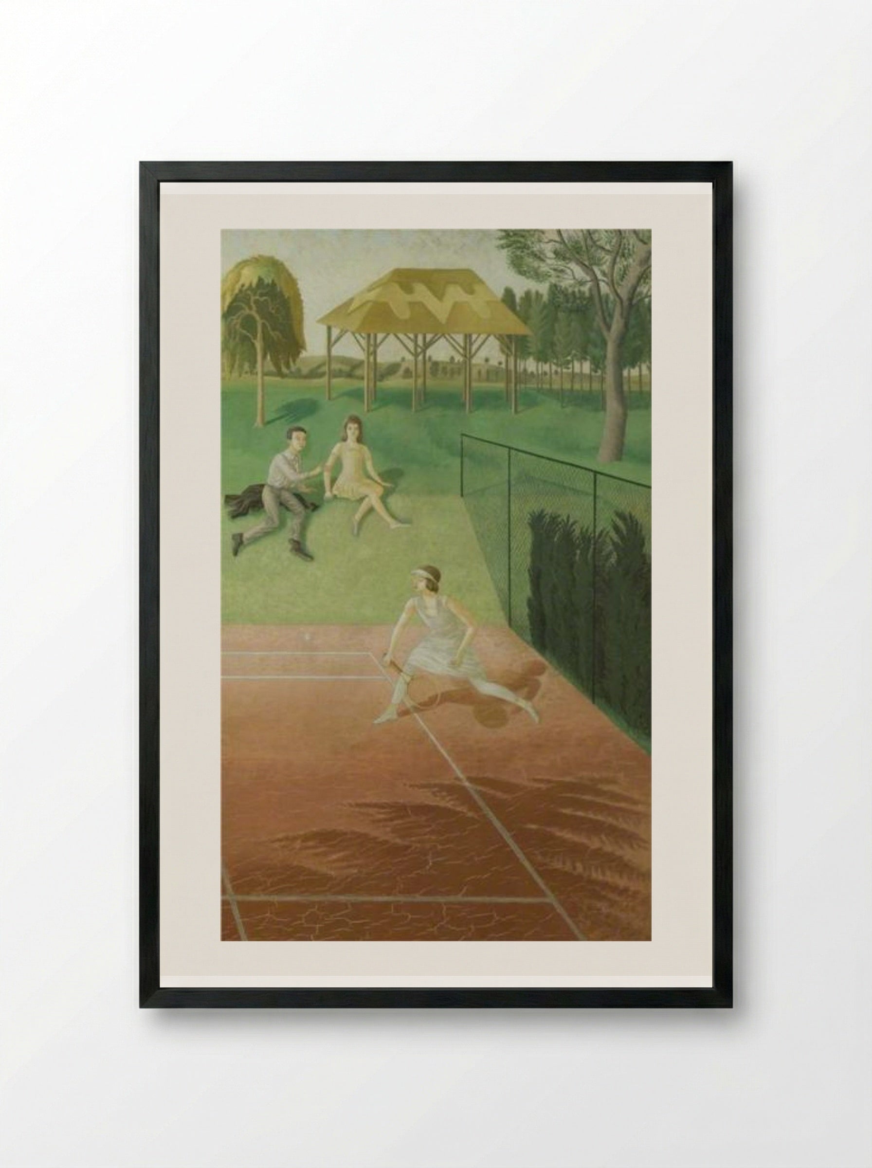 Tennis (triptych, right wing) - Eric Ravilious - Framed Print Black
