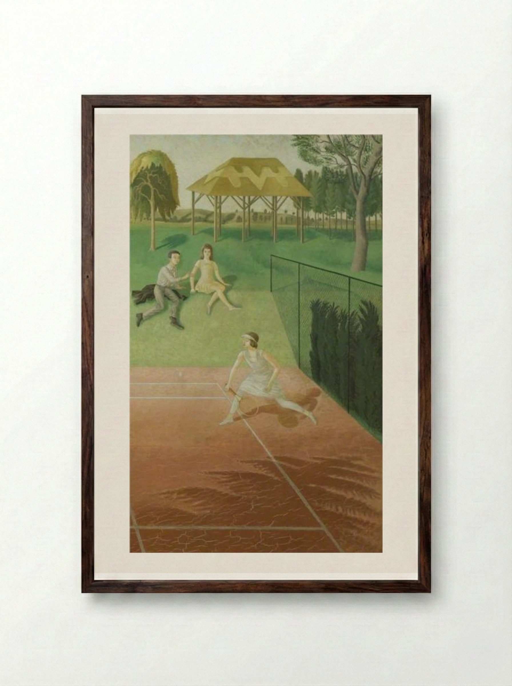 Tennis (triptych, right wing) - Eric Ravilious - Framed Print Dark Wood