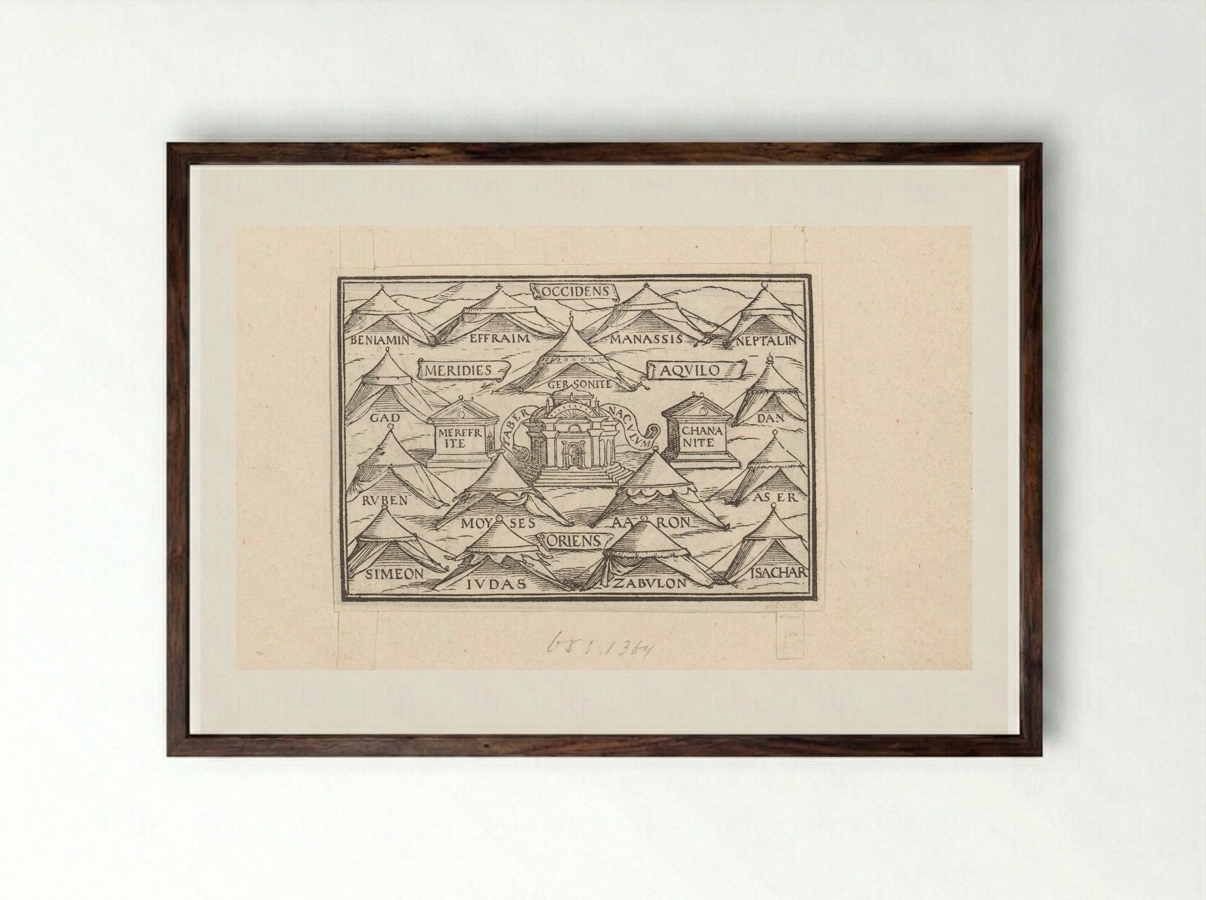 Tentenkamp van de stammen van Israël - Veit Rudolf Specklin - Framed Print Dark Wood