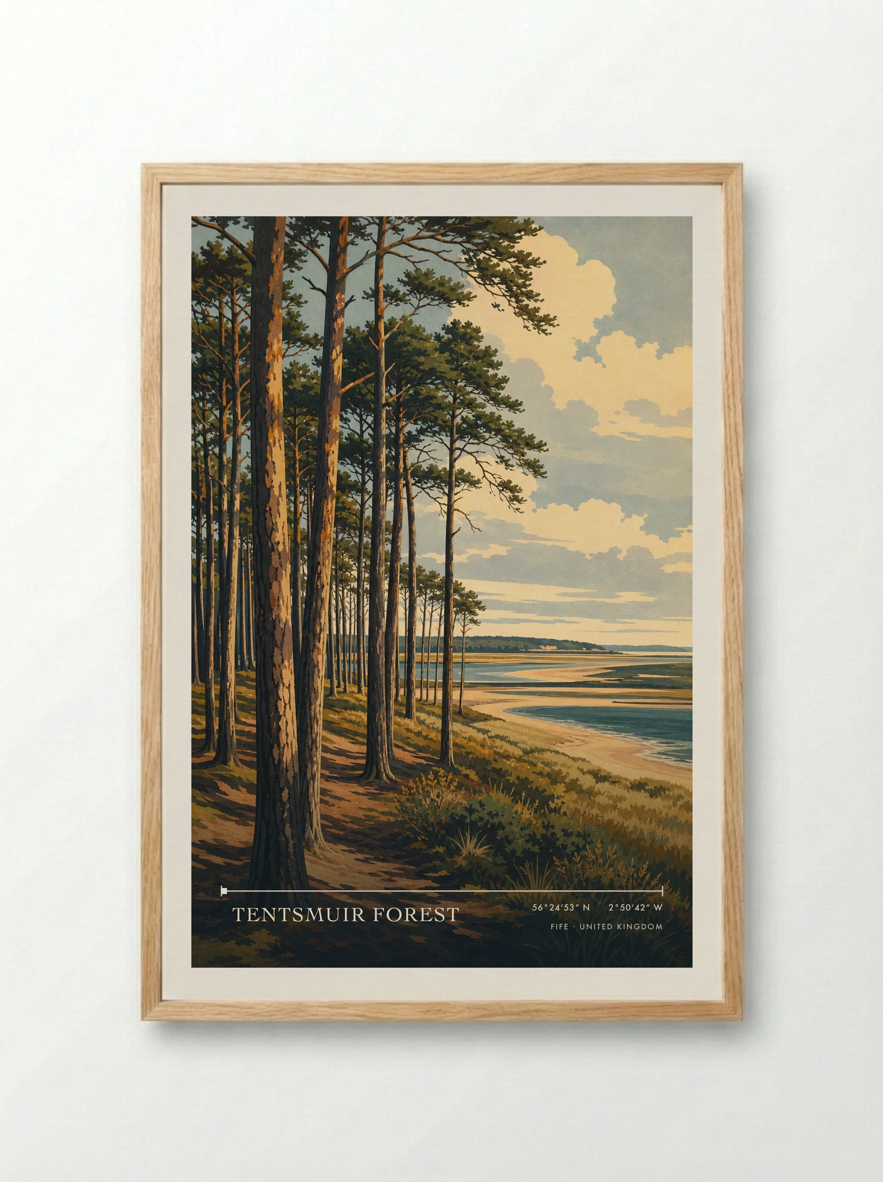 Tentsmuir Forest Fife United Kingdom Travel Poster - Framed Print Wood