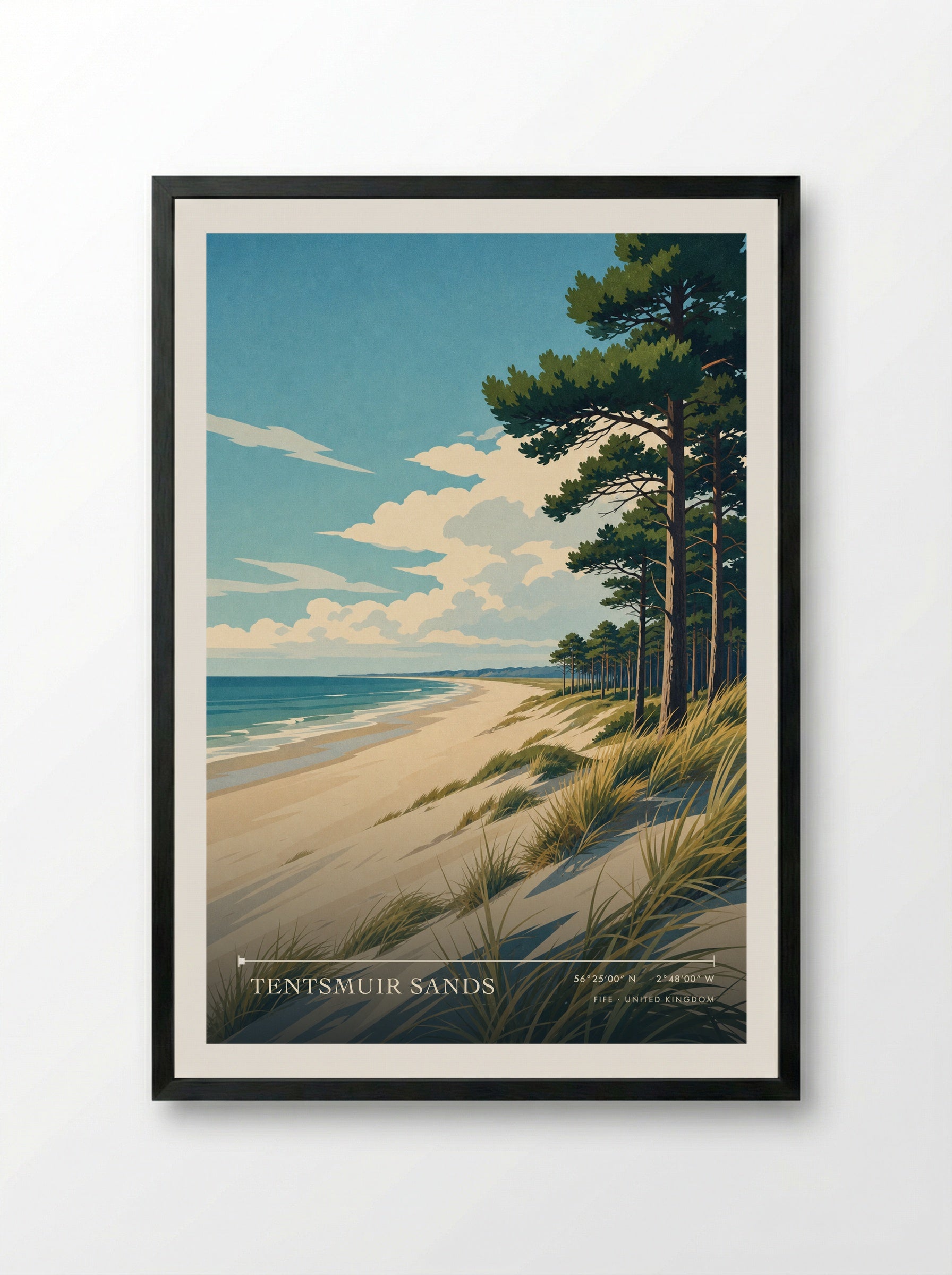 Tentsmuir Sands Fife United Kingdom Travel Poster - Framed Print Black